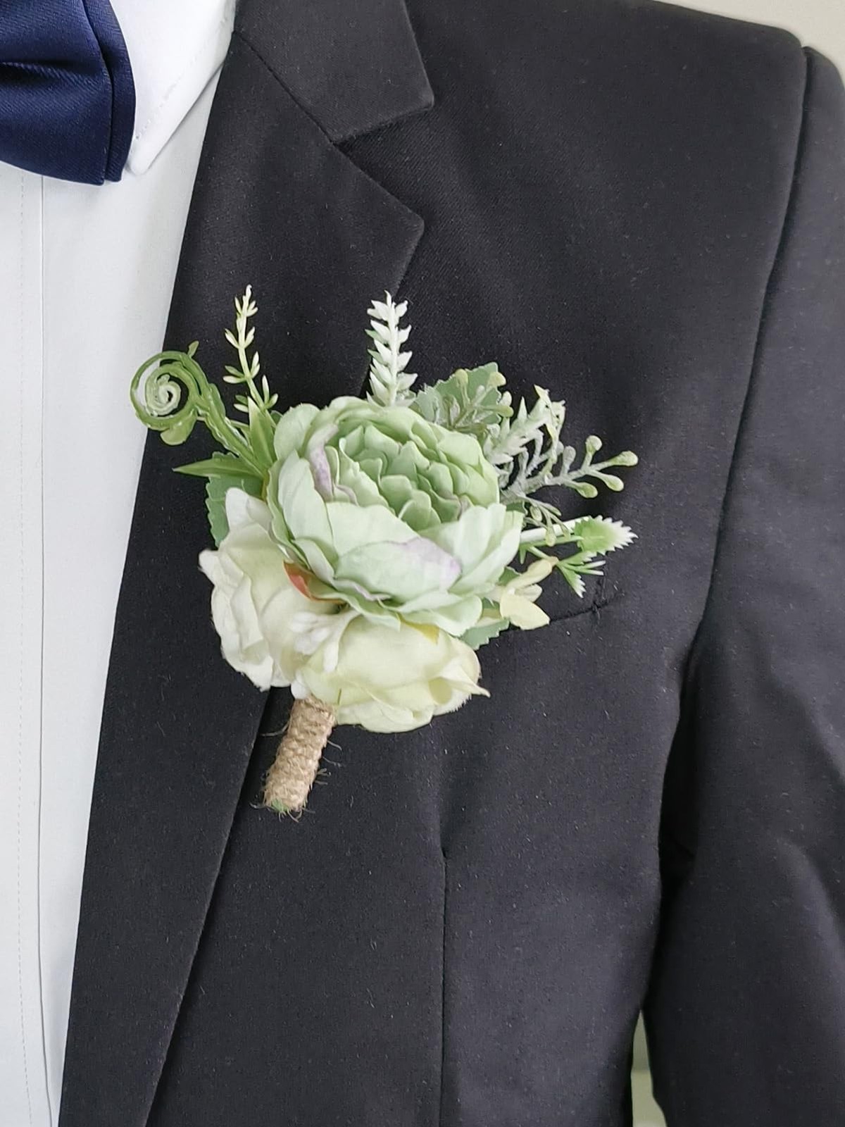 2 Pieces Artificial Wrist Corsage and Boutonniere Set, Groom Groomsmen Bride …