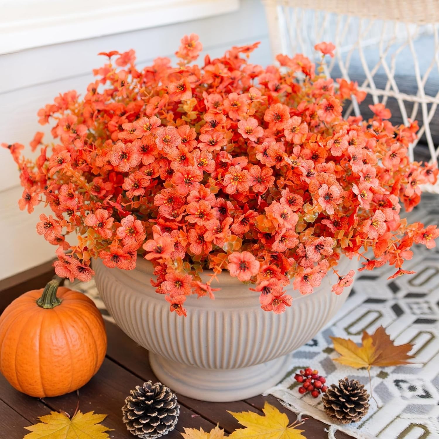 Artificial Fall Flowers Faux Mums for Outdoor Indoor Garden Home Decoration, …