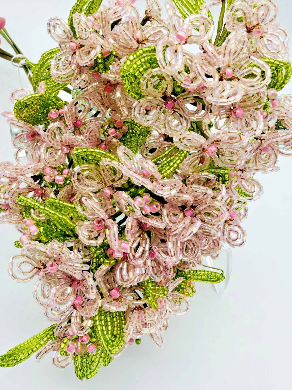 New Mackenzie Childs Pink Beaded Hydrangea Bundle 4 Stems 35518