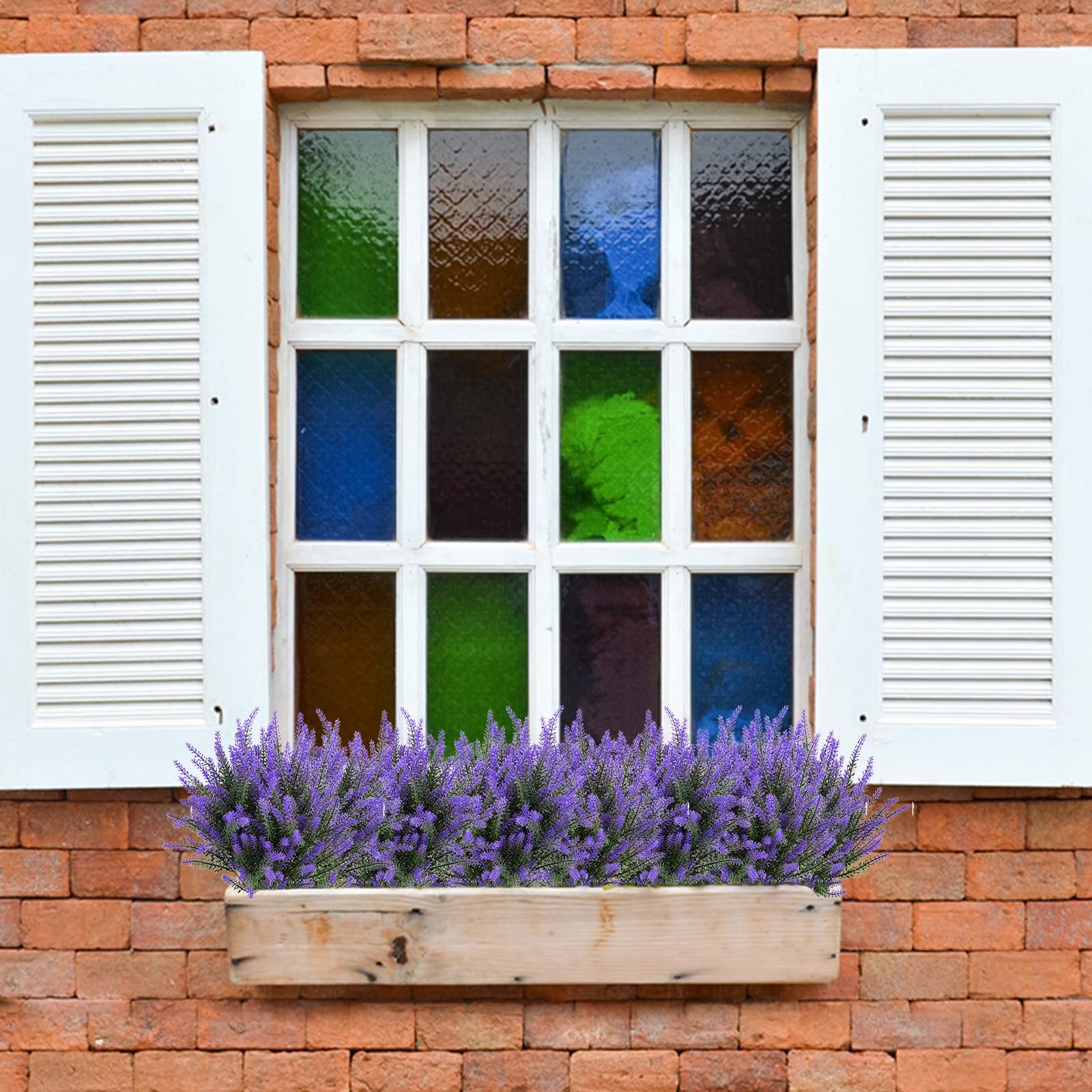 12 Bundles Artificial Lavender Fake Flowers Faux Plastic Plants for Home Wedd…