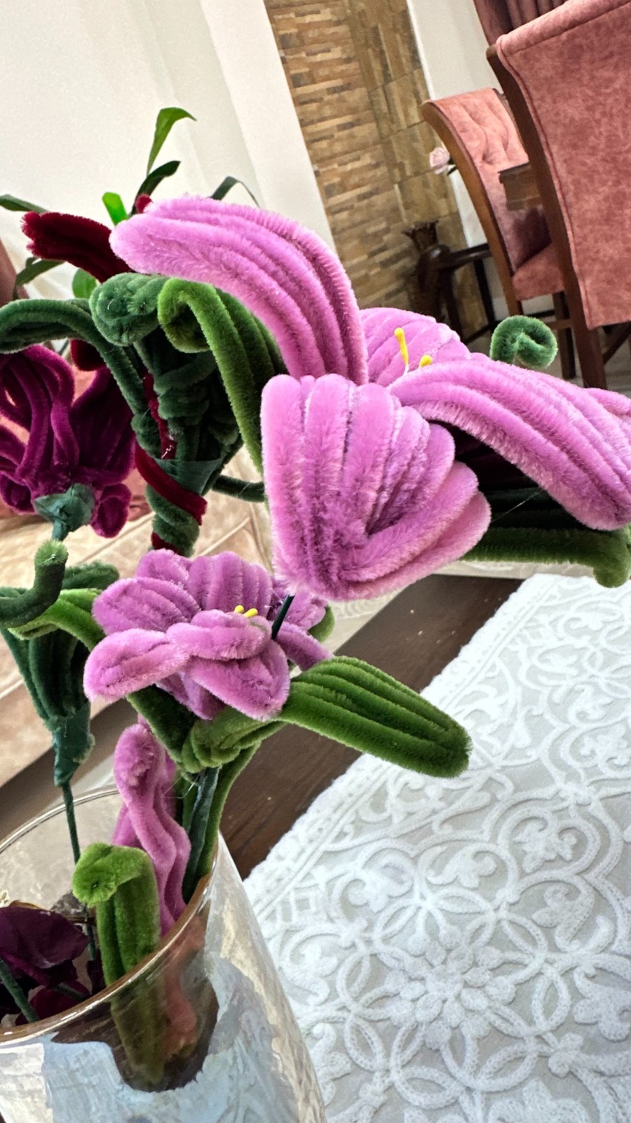 Handmade Pipe Cleaner Lily Flower Forever Gift for Her Mom Birthday Home Decor