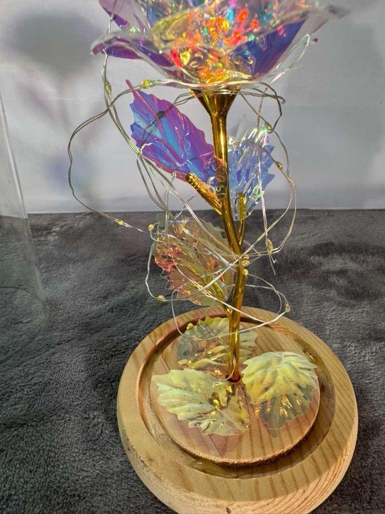 Iridescent Color Changing Flower In Glass Dome