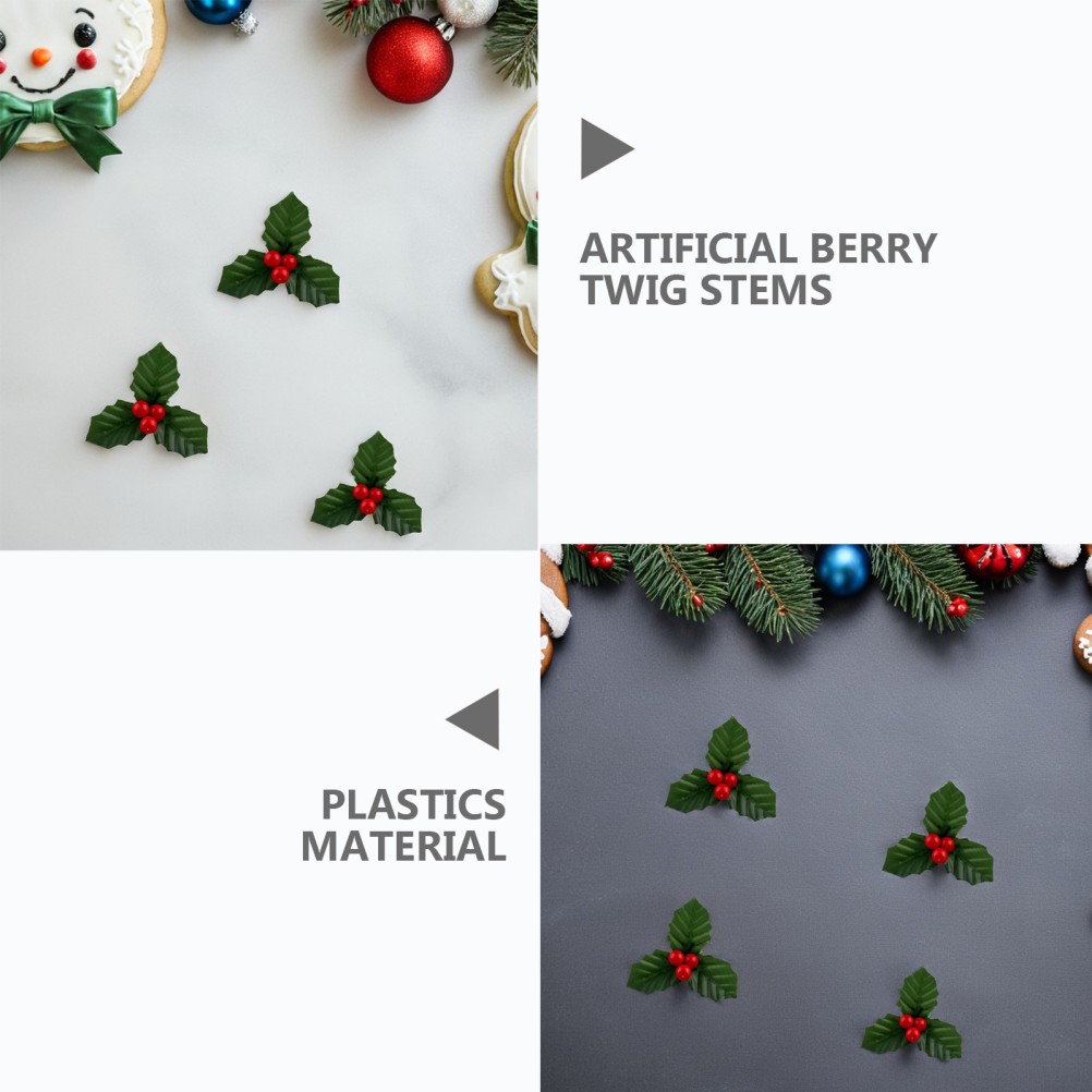 50 Pcs Artificial Red Berry Stems Christmas Tree Decorations Garland