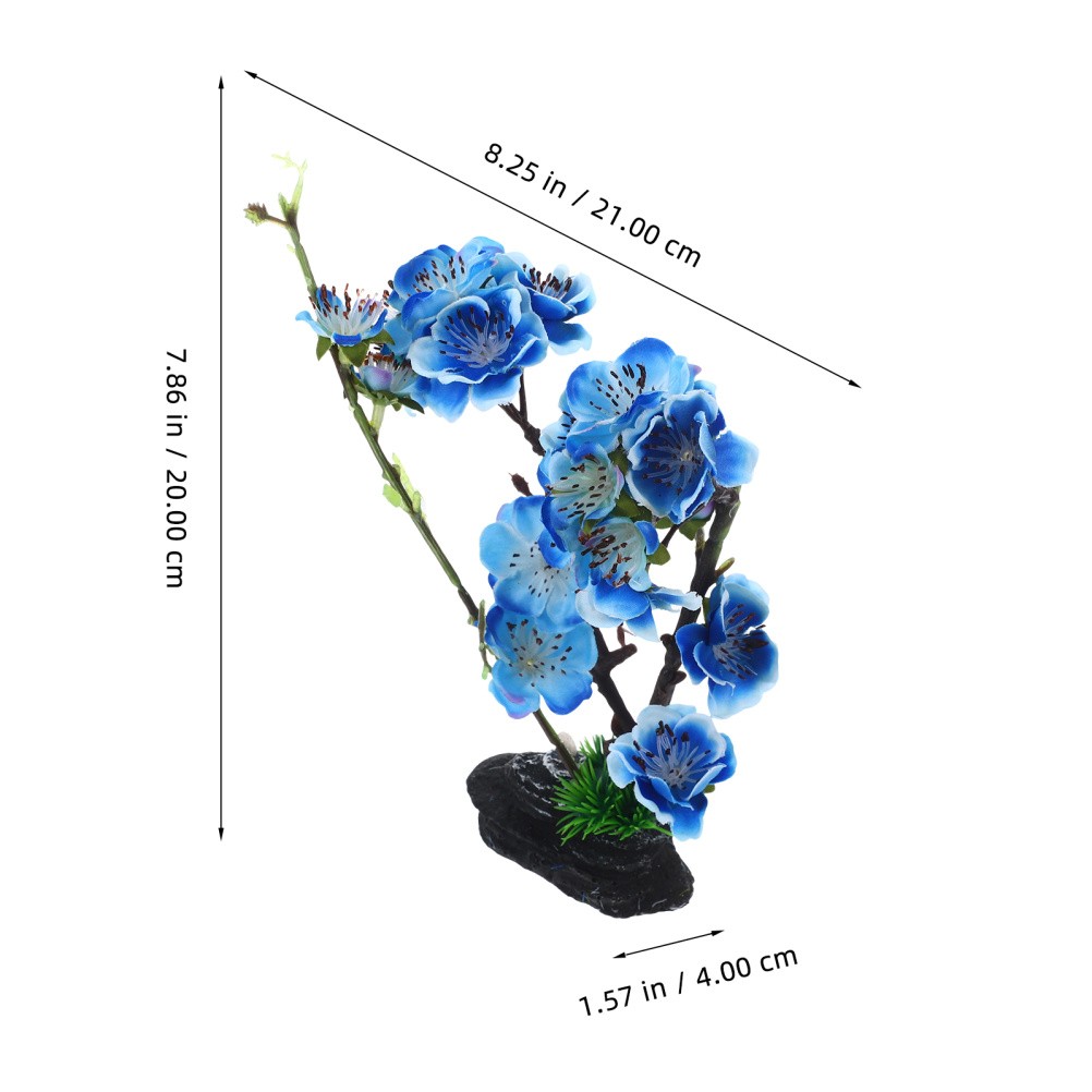 Reusable Sushi Serving Plate Artificial Flower Decor in Dark Blue