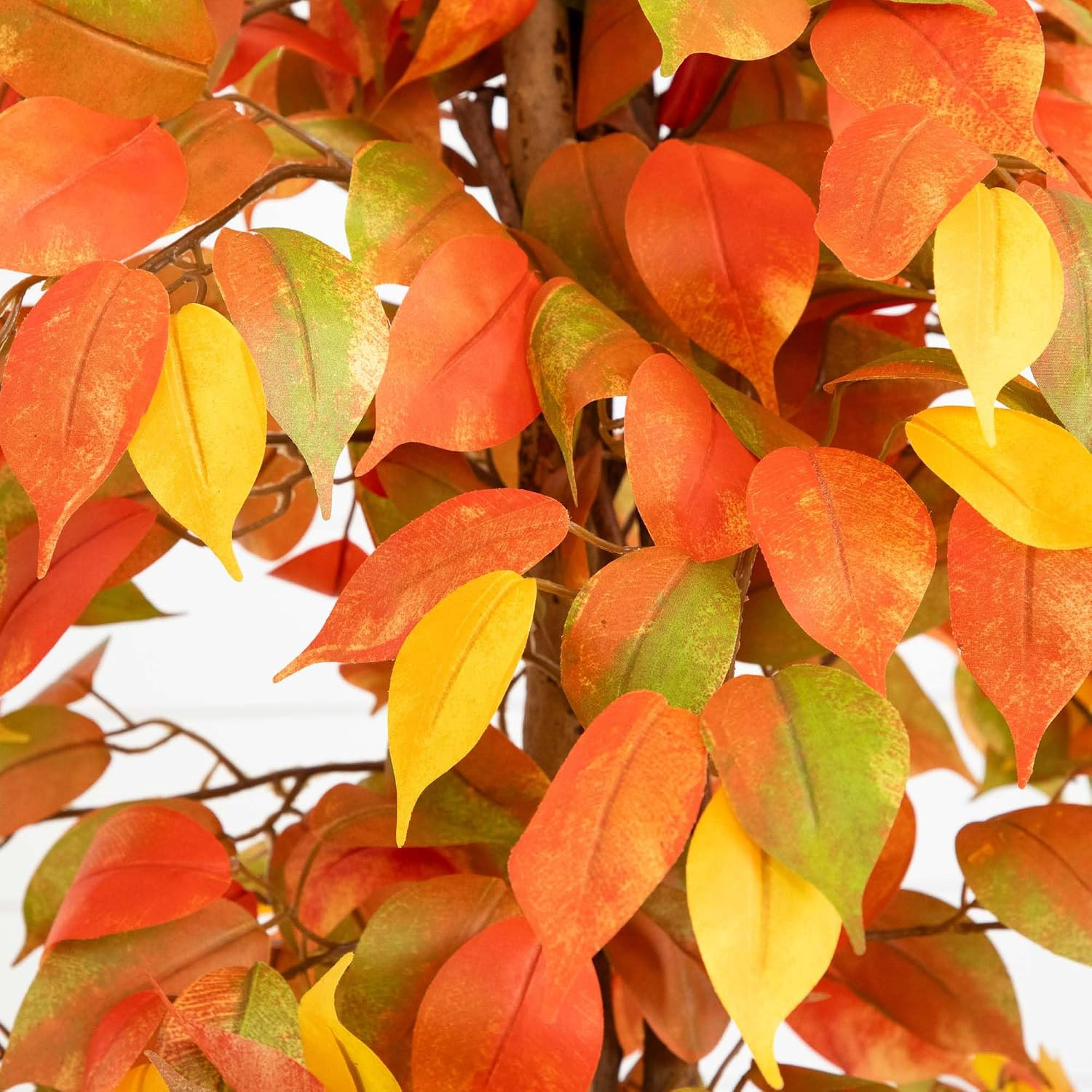 3 Ft Artificial Autumn Ficus Fall Tree with Nursery Planter | Lush Canopy, Slend