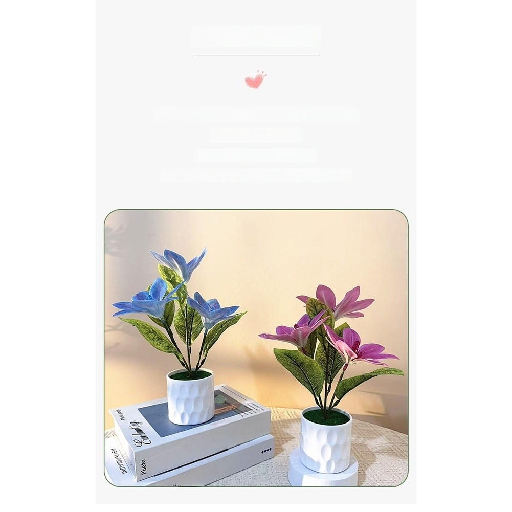 Artificial Magnolia Silk Flower For For TRIO Potted Plant Home Decor Wedding