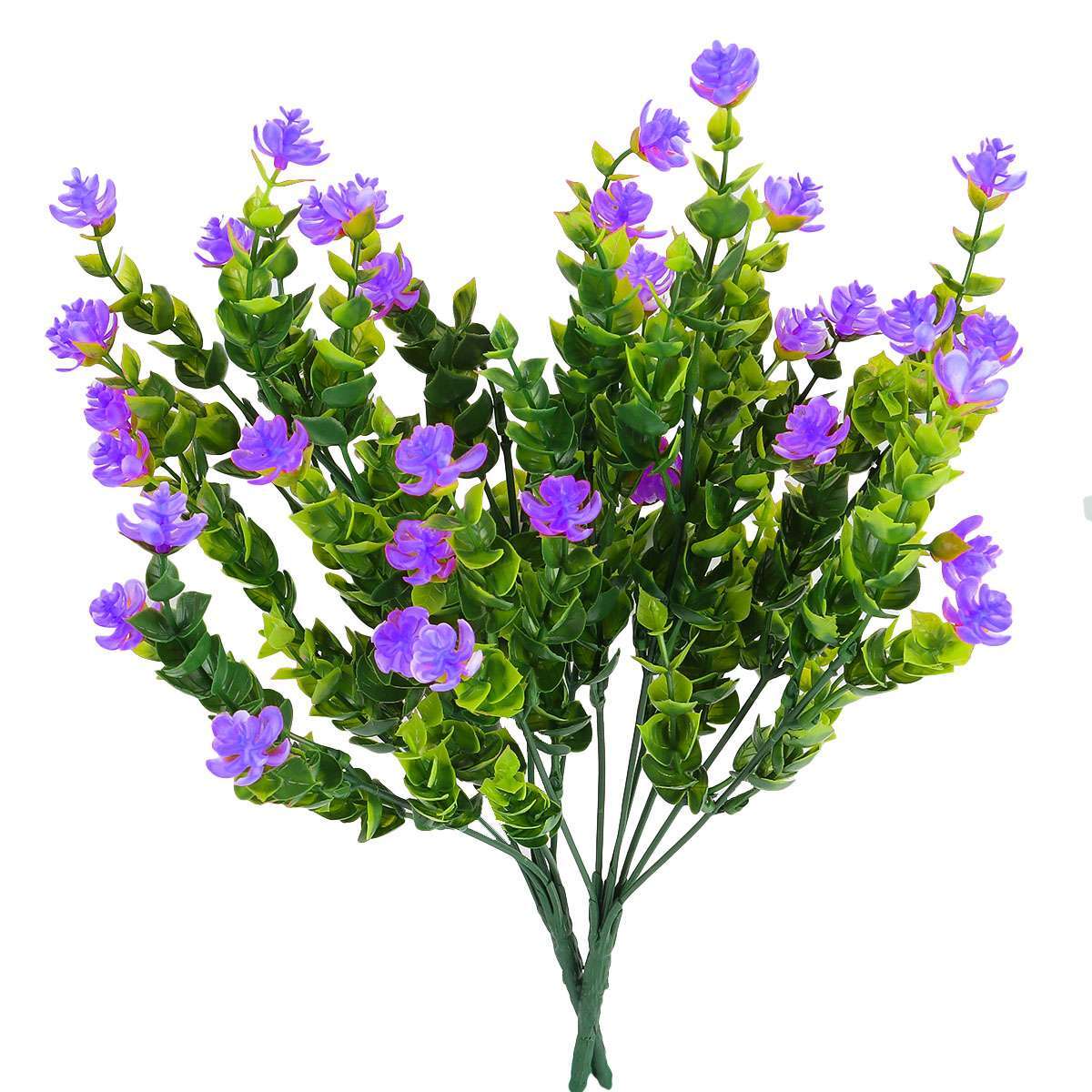 Purple Artificial Flowers Fake Outdoor UV Resistant Shrubs Plants Spring Decor