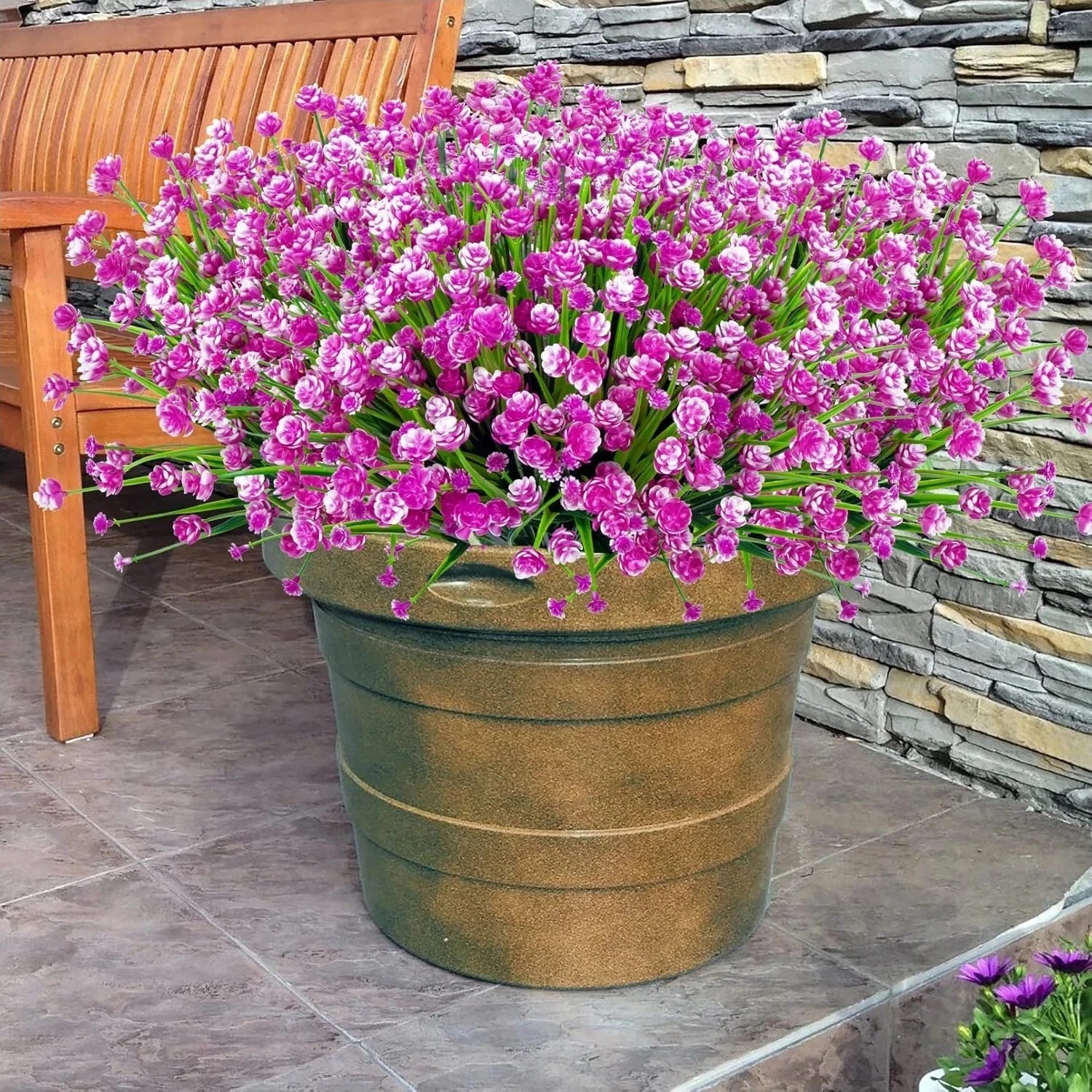 12 Bundles Artificial Flowers for Outdoors UV Resistant Fake Plastic Plants Faux