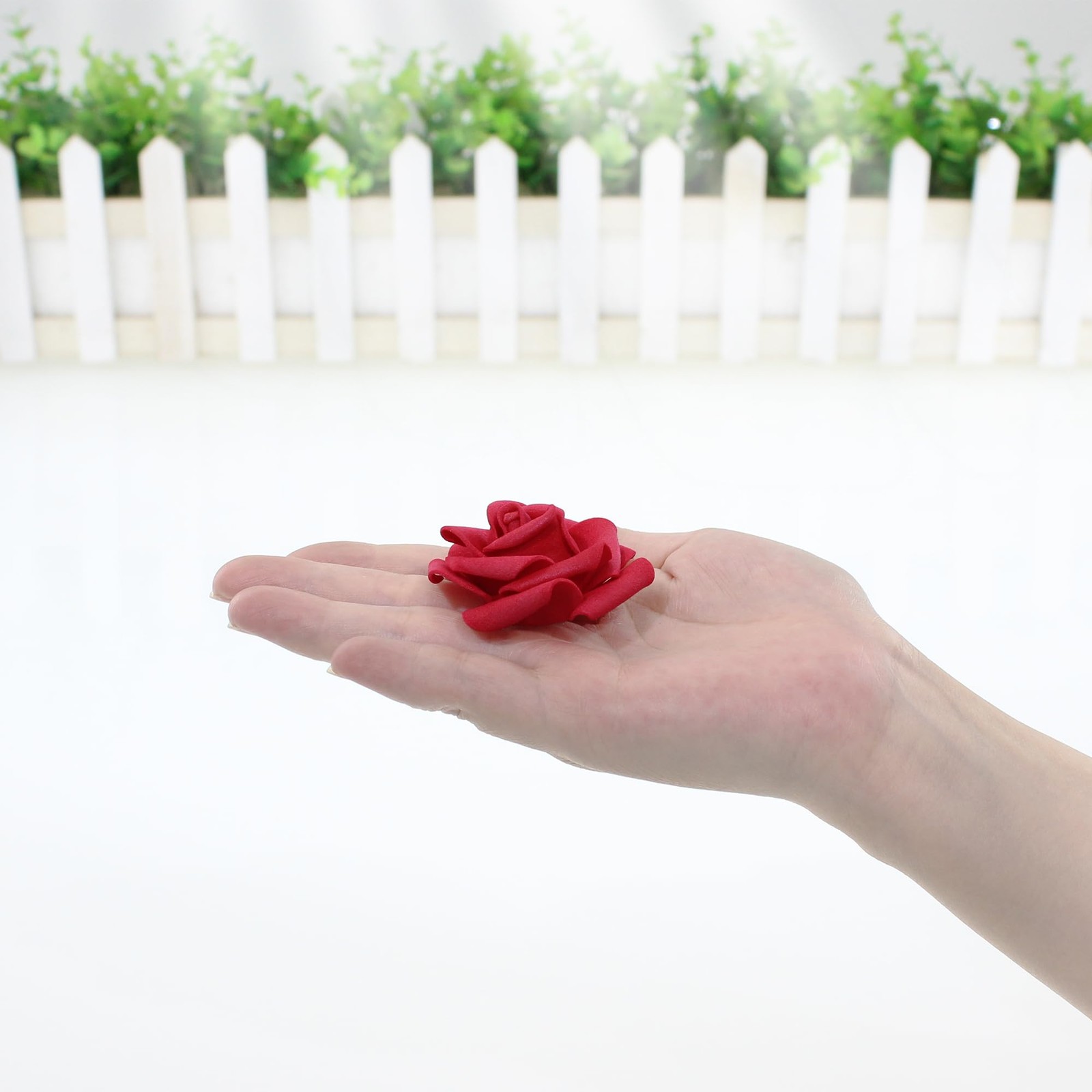 100 PCS 2 Inch Rose Cherry Red Artificial Flowers Faux Foam Fake Head Bulk DIY