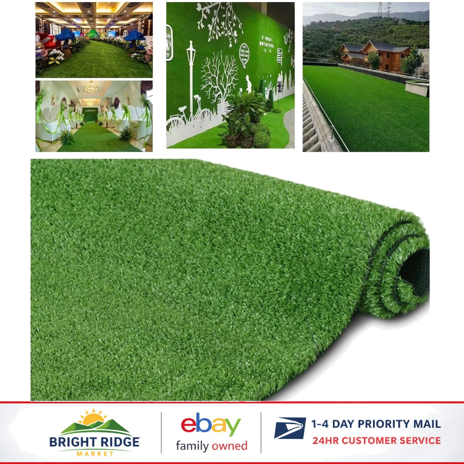 Durable Artificial Grass Lawn 6FT x 10FT Water Resistant with Rubber Backing
