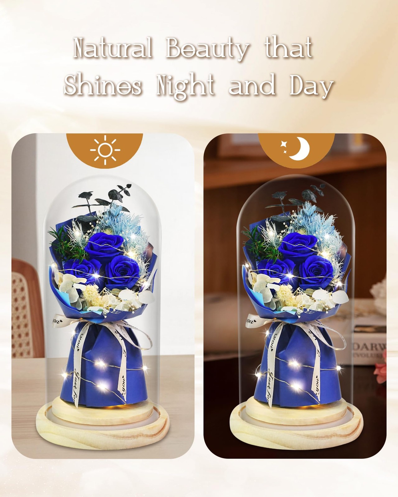 HVY Preserved Real Flowers Bouquet Gifts for Her,Forever Flowers Gift for Women,