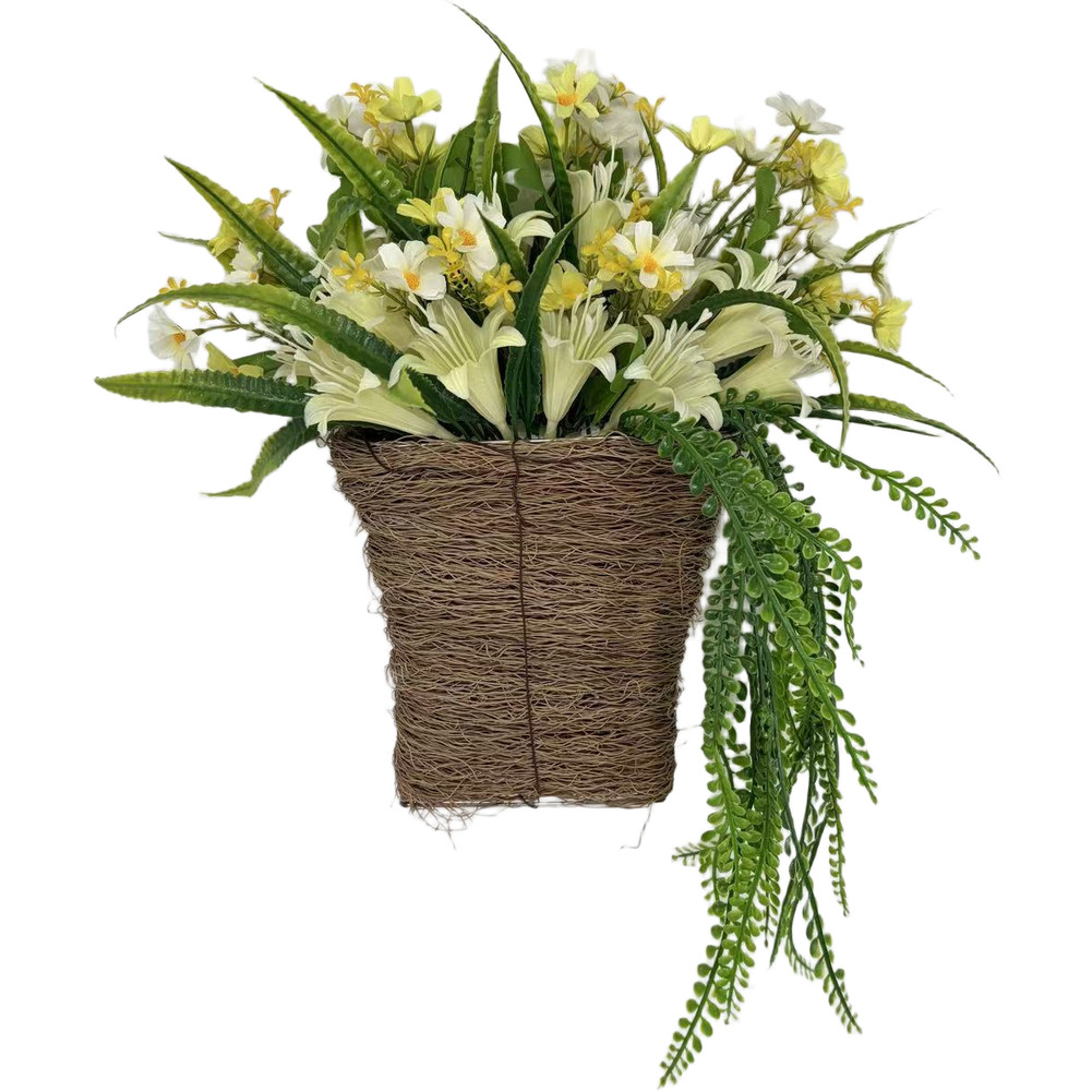 Lily Flower Wreath Plastic Material Handmade for Home Office Outdoor Decoration