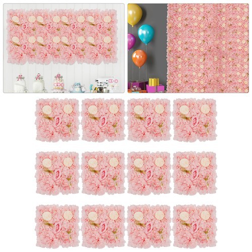 3D Flower Wall Panel-12pcs Artificial Flower Wall Background Silk Rose Mat