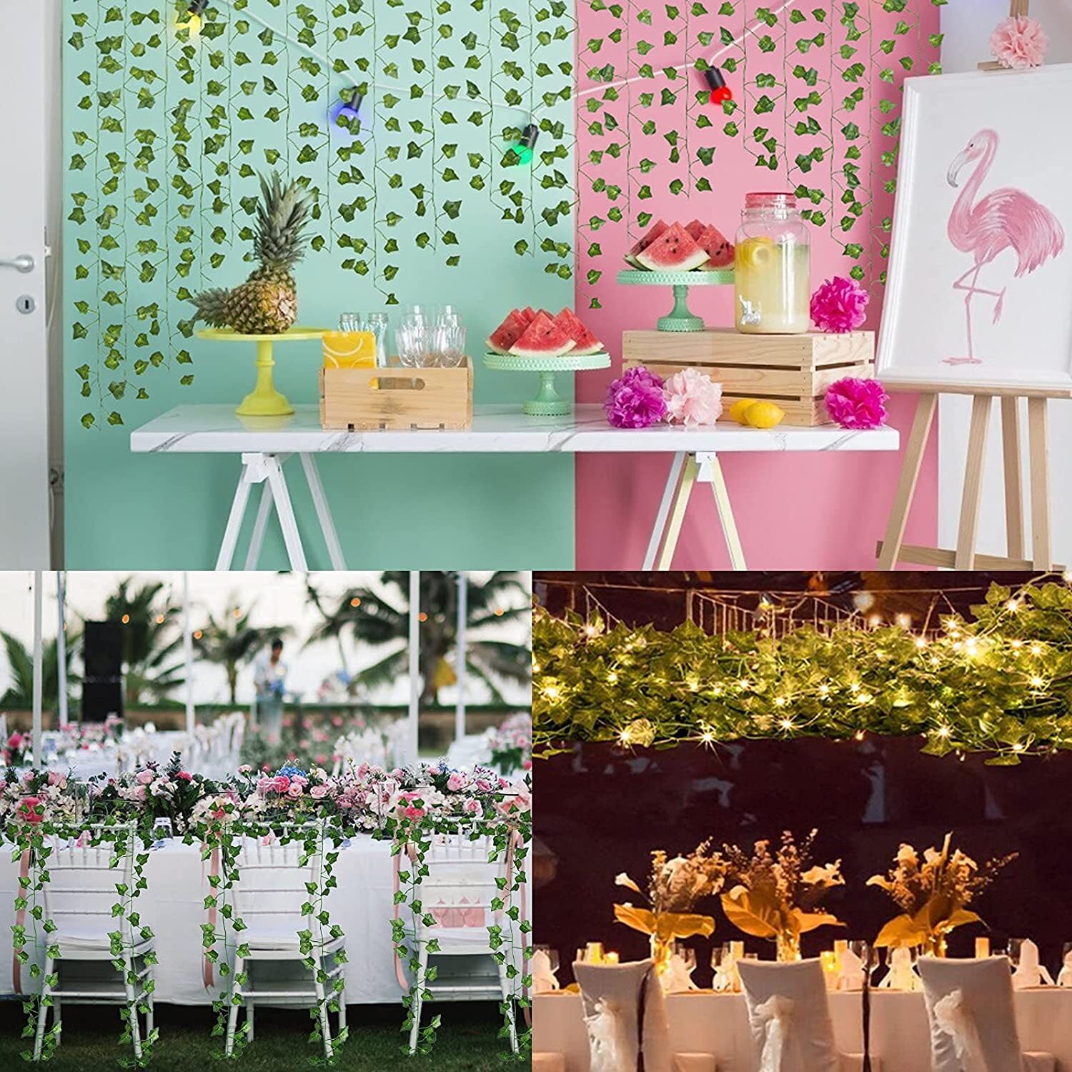 24PCS Artificial Ivy Leaf Plants Fake Hanging Garland Plants Vine Home Decor USA