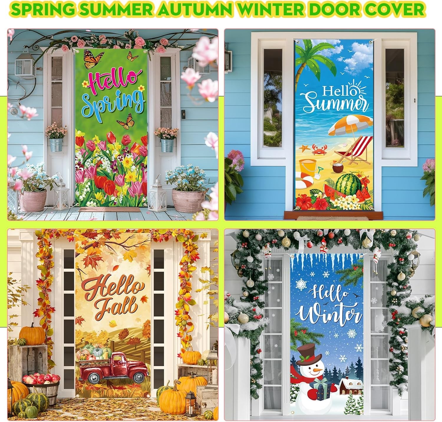 12 Pcs Summer Door Cover 78×35 Inch Holiday Party Decor Banner