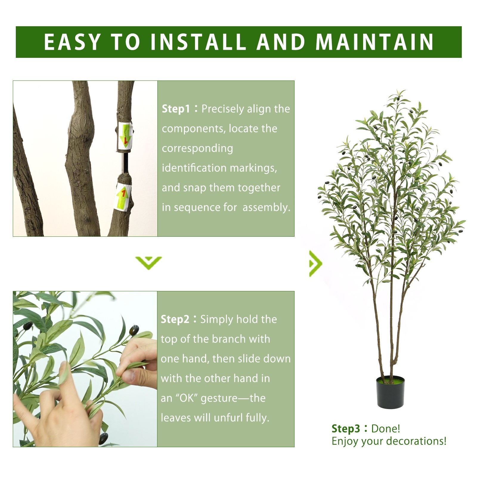 6Ft Artificial Olive Tree Potted Faux Plant for Home Office Indoor Decor