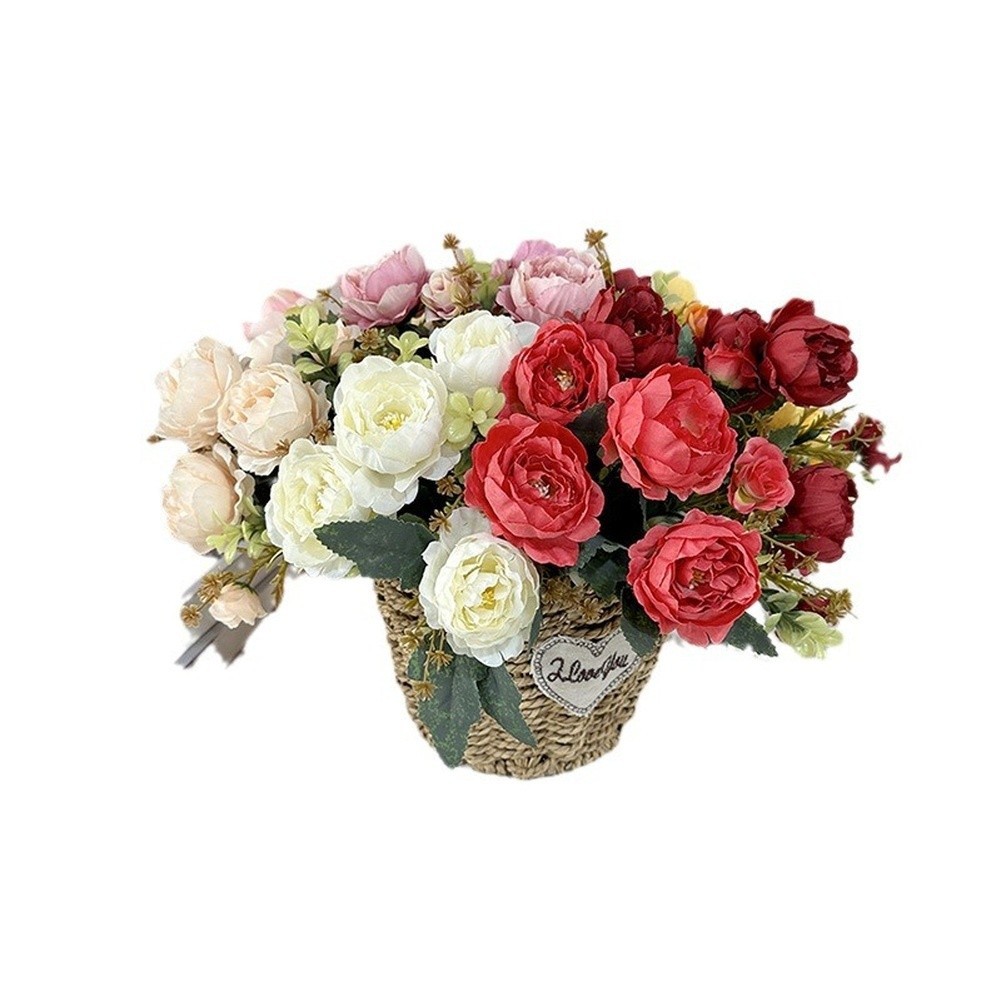 Photography Prop Flowers Silk Peony Flowers Flexible Wire Construction