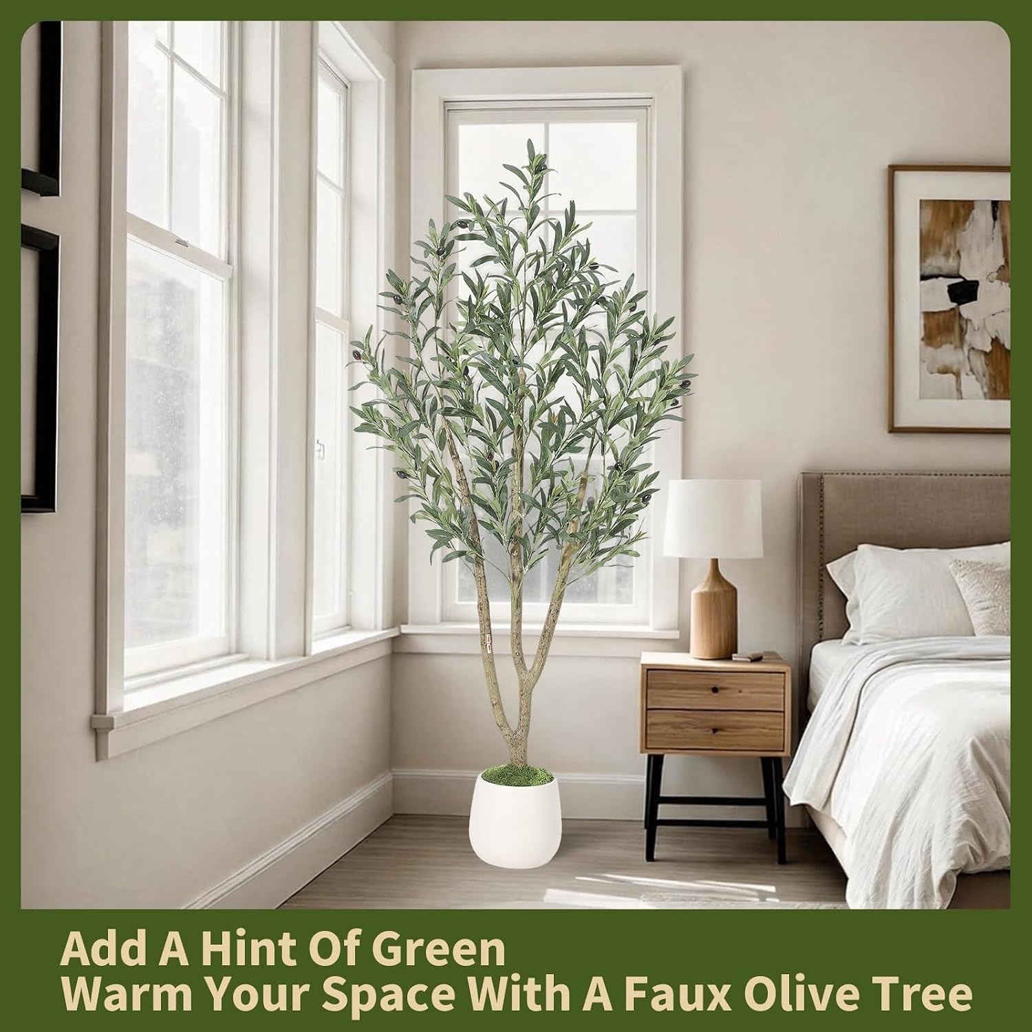 5/6/7FT Artificial Olive Tree Indoor with Moss and Planter Pot Faux Fake Home