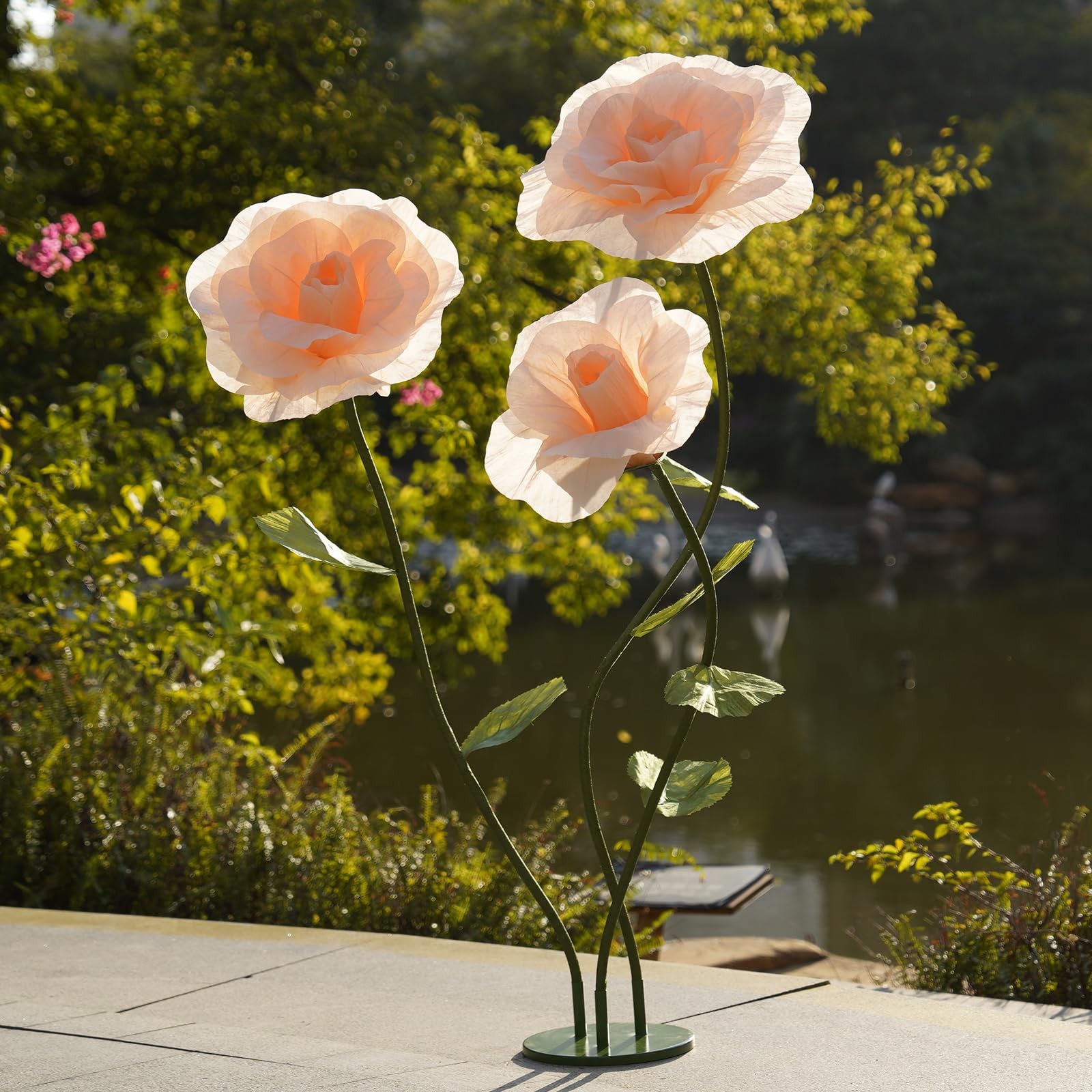 Giant Roses Artificial Flowers for Decoration with Stand,Oversized Handmade R…