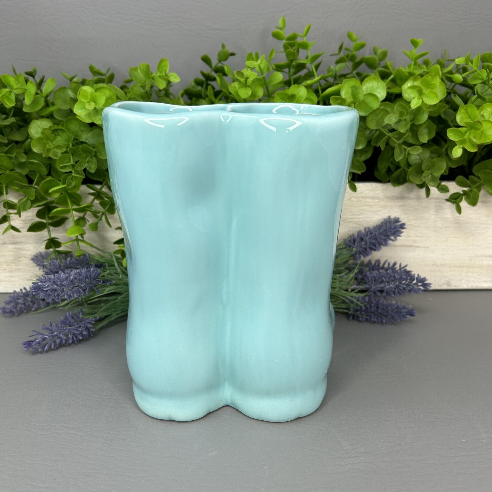 Rae Dunn Rain Boots Herb Planter Ceramic FRESH HERBS Garden Decor ~ Aqua ~ 7″