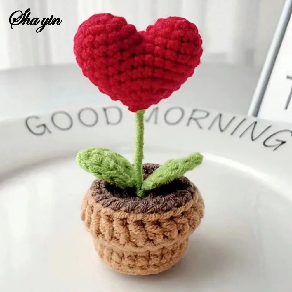 Hook Woven Finished Small Potted Plant Simulation Flower Potted Plant Flower