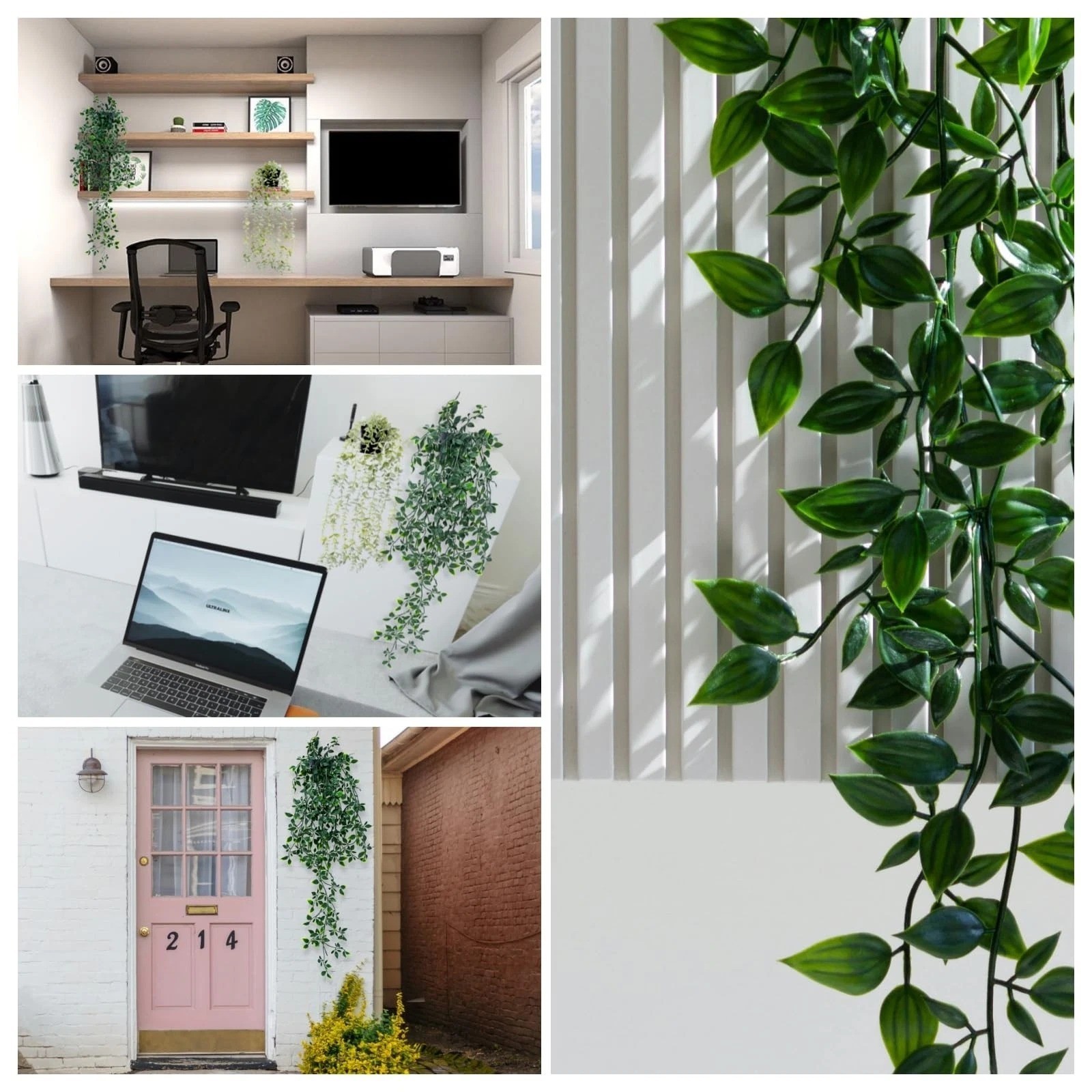 2pcs Fake Hanging Plants Decor Artificial Potted Bedroom Kitchen Patio Bathroom