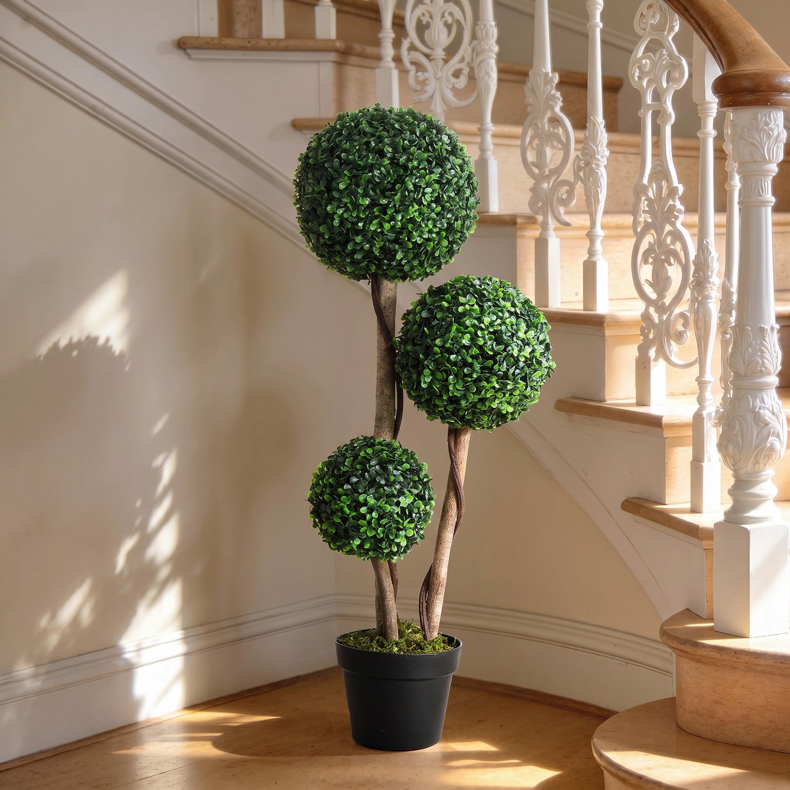 HOMCOM Artificial Tree Ball Boxwood Topiary for Indoor and Outdoor, 35.5″,Used