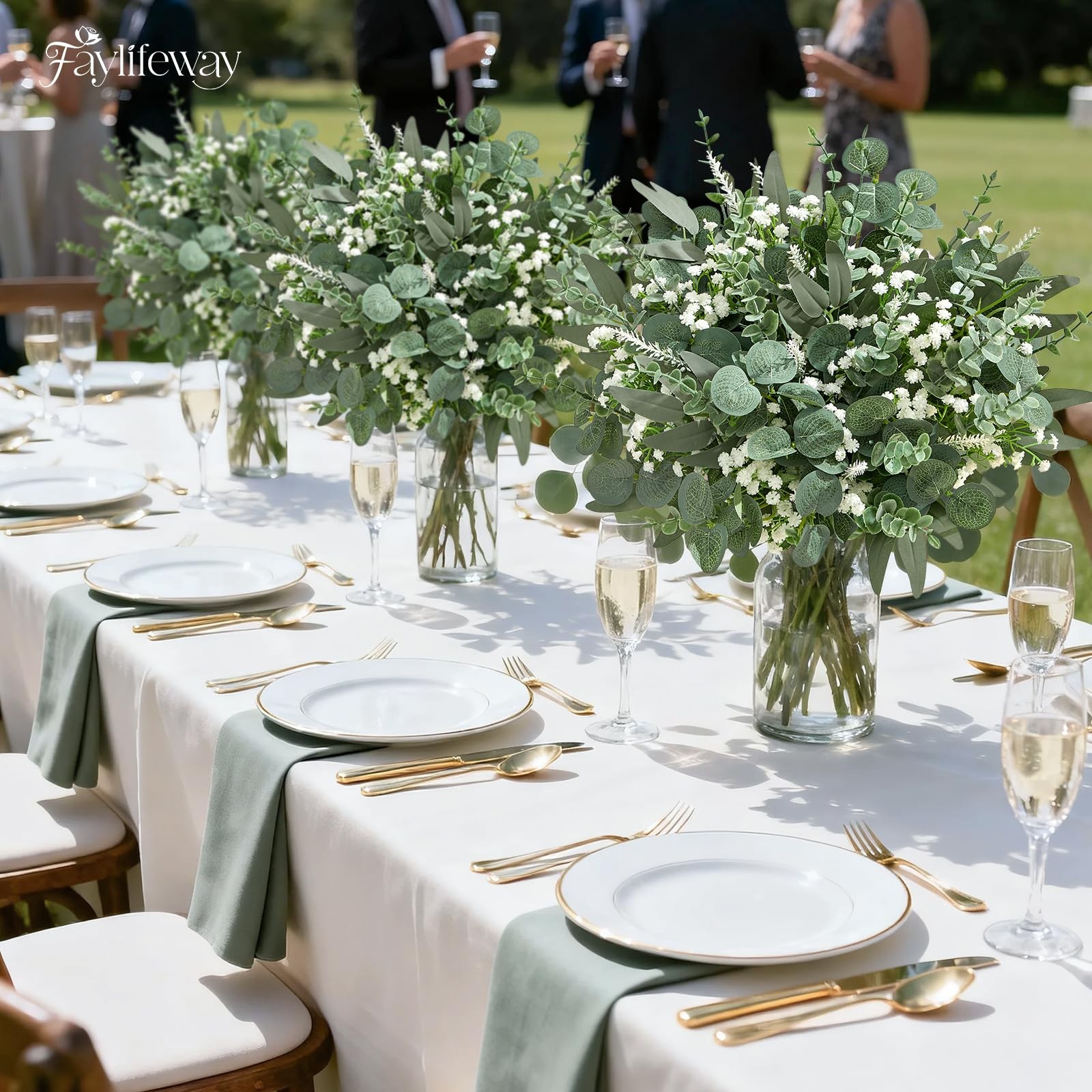 New 150Pcs 5 Kind Mixed Greenery Eucalyptus Stems Bulk for Wedding Decor, Babies