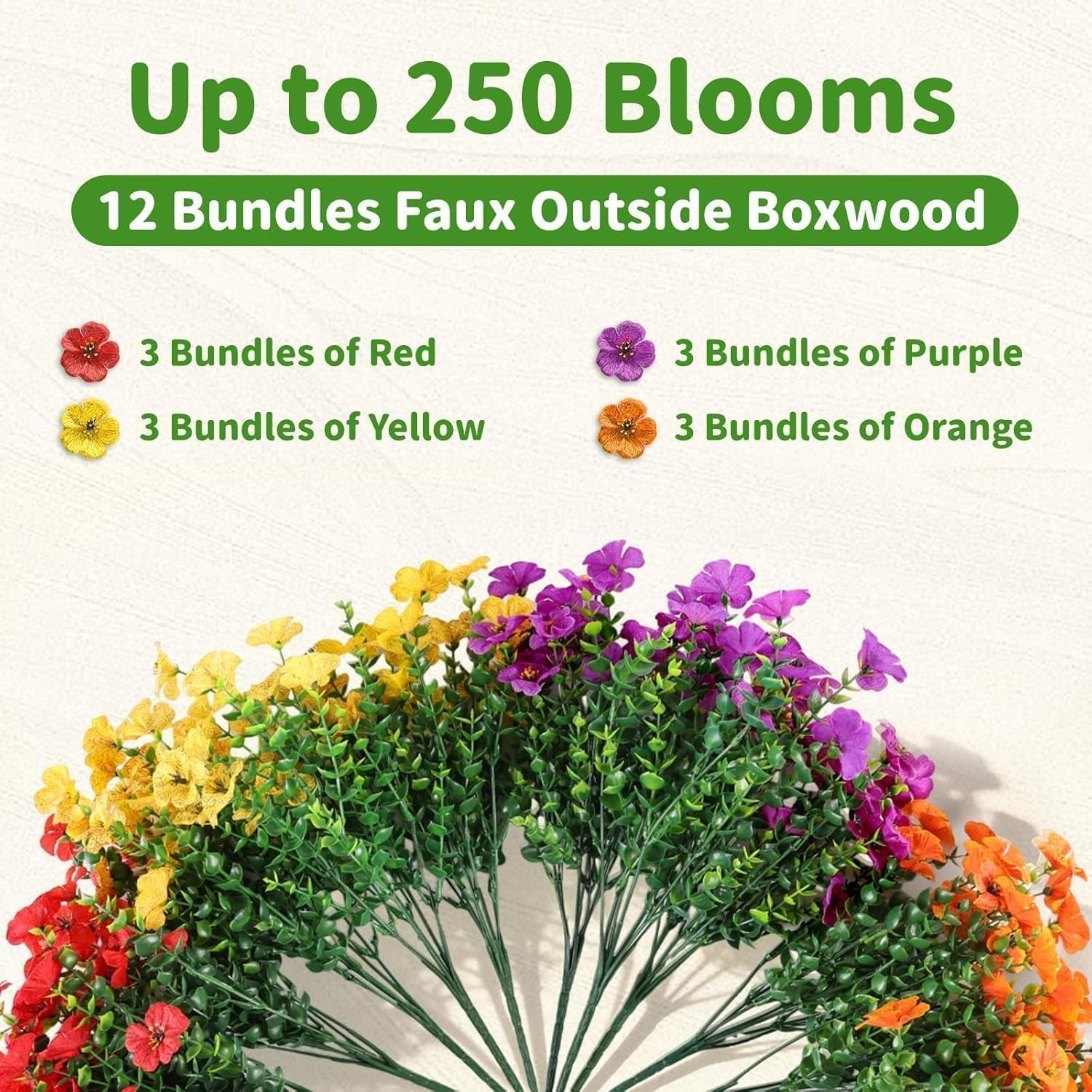 Artificial Outdoor Flowers, Realistic UV Resistant Waterproof Faux Plants, Full