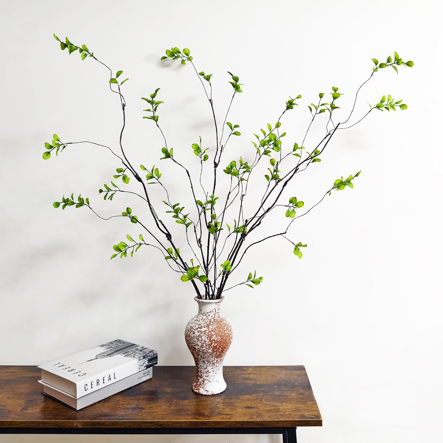 4 Pcs Artificial Ficus Branches Faux Eucalyptus Stems, 47.2 Inch Fake Greenery S