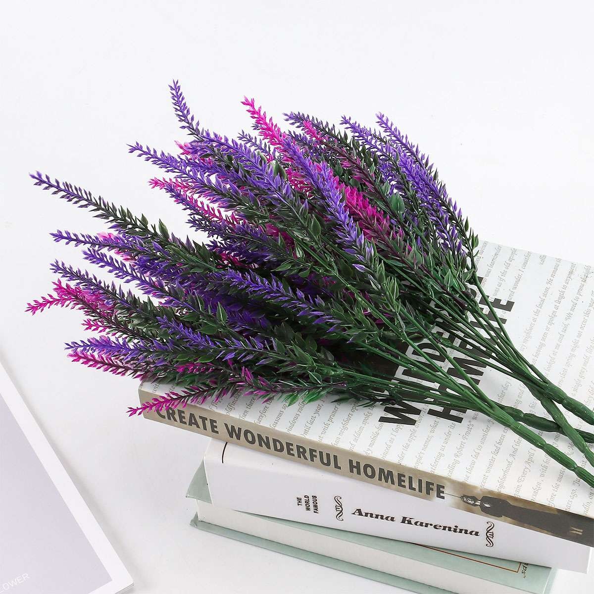 4pcs Artificial Lavender Flowers Fake Bouquet UV Resistant for Home Garden Decor
