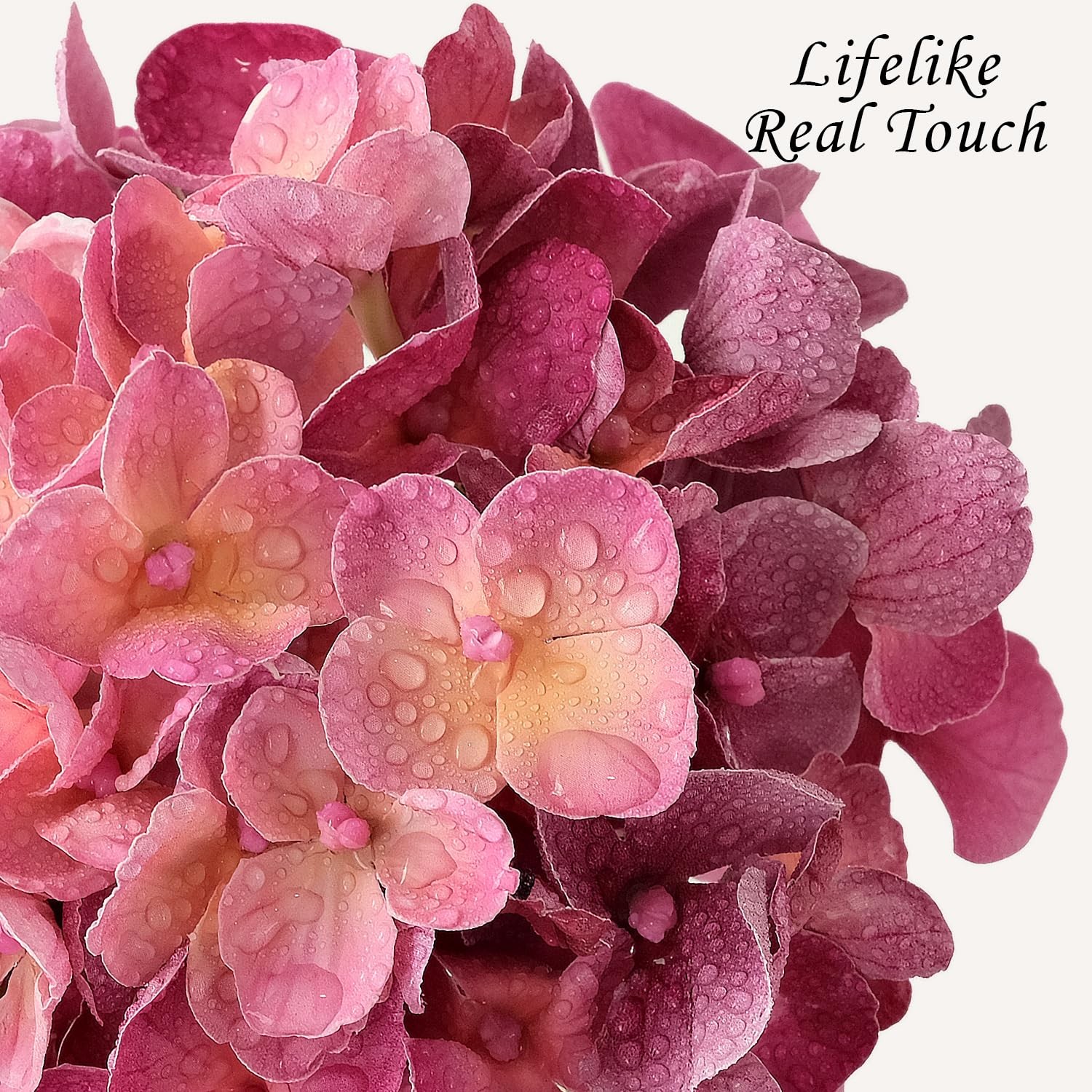 Magenta Pink Hydrangea Artificial Flowers, 4Pcs 21” Latex Real Touch Flowers,…