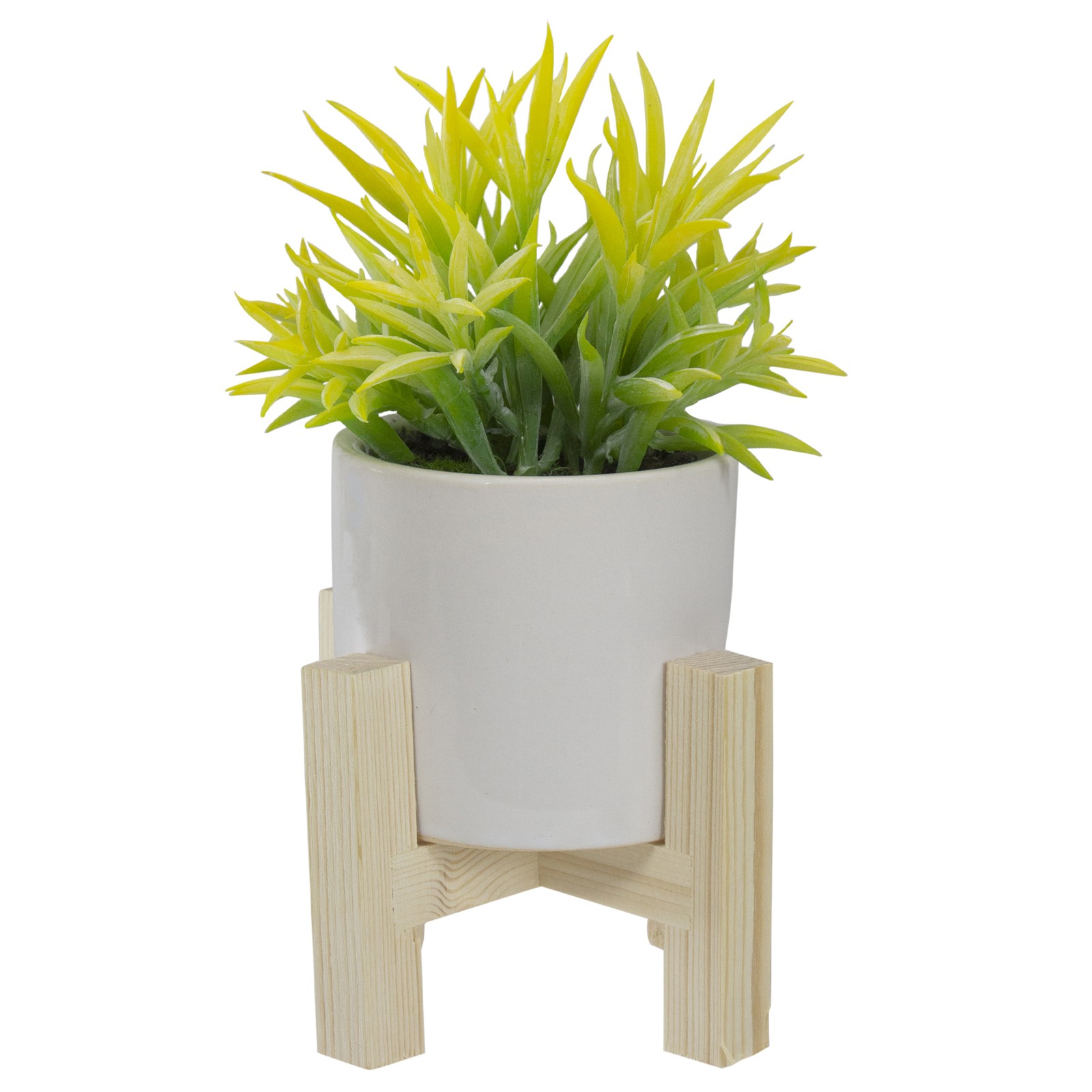 Northlight 8″ Potted Green Artificial Succulent with Wooden Stand