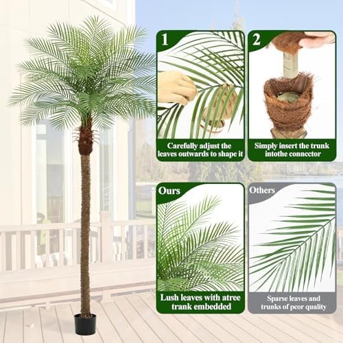 9ft Artificial Phoenix Palm Tree Tall Artificial Palm Trees with 21 Adjustabl…