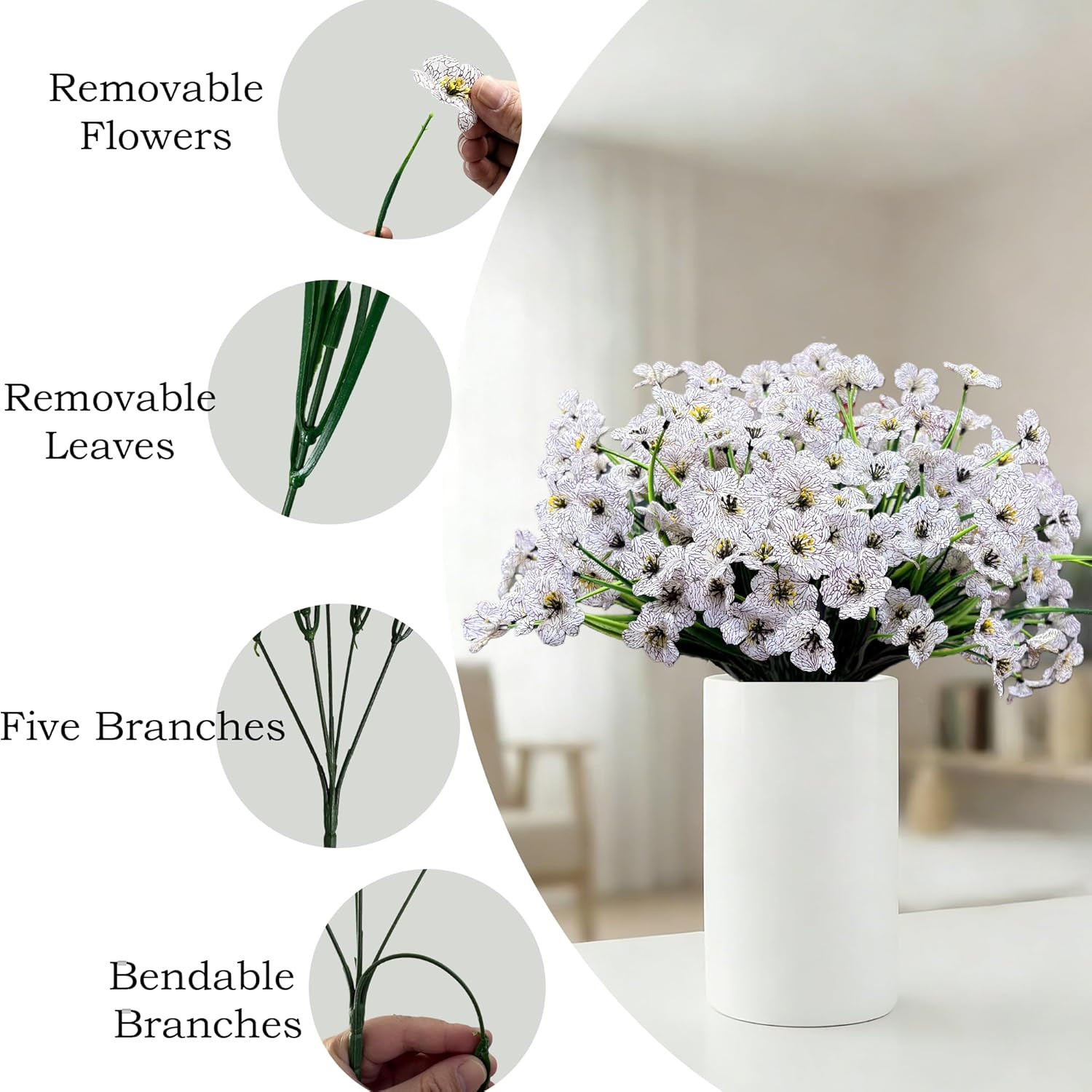 20 Bundles Artificial Flowers for Outdoors, UV Resistant Fake Flowers