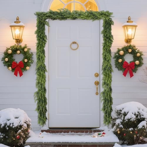 9FT Real Touch Norfolk Christmas Pine Garland Set of Lifelike Artificial 2