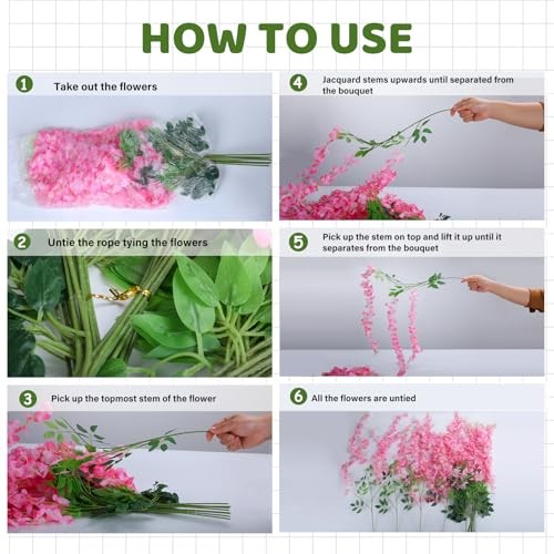 Wisteria Hanging Flowers,Fake Hanging Flowers,Wisteria artificiales 12 Purple