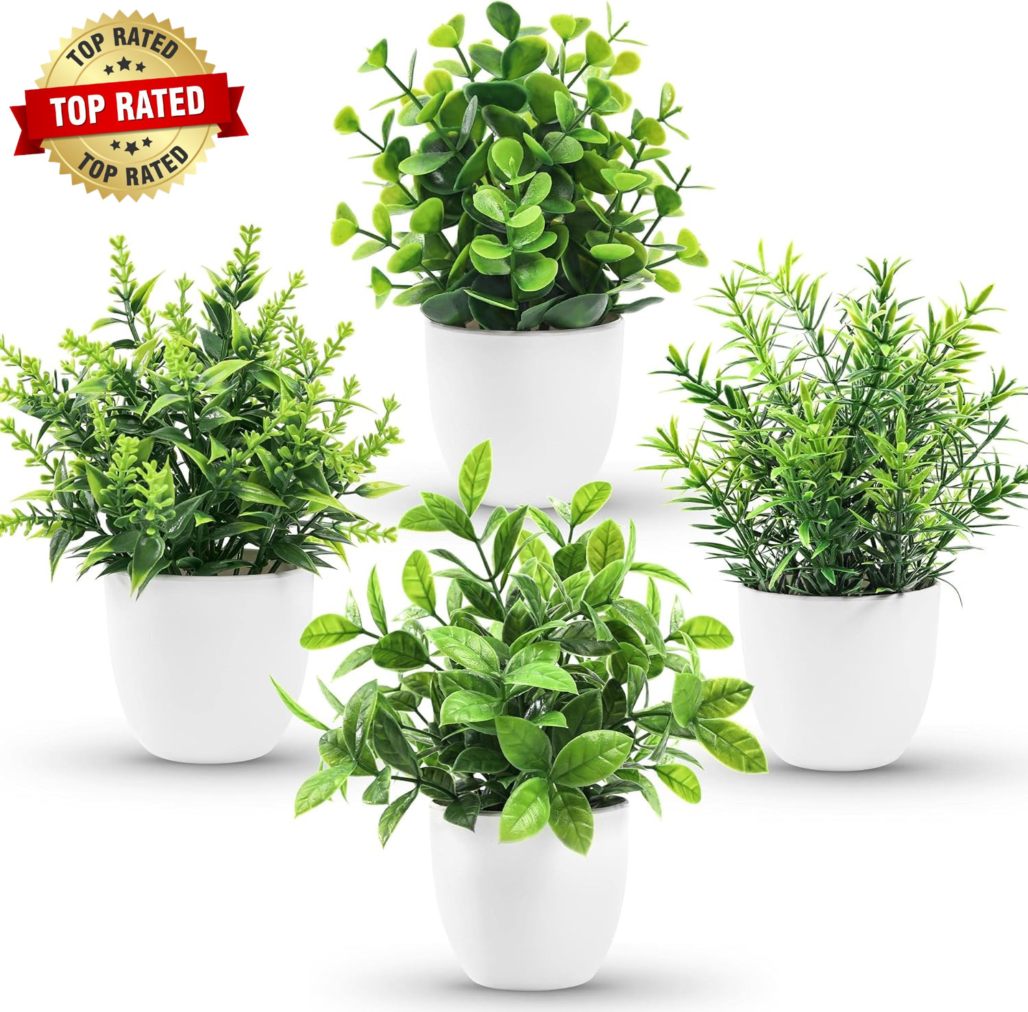 4 Pack Faux Plants Indoor Small Fake Plants for Bathroom Decor | Fluffy Pretty L