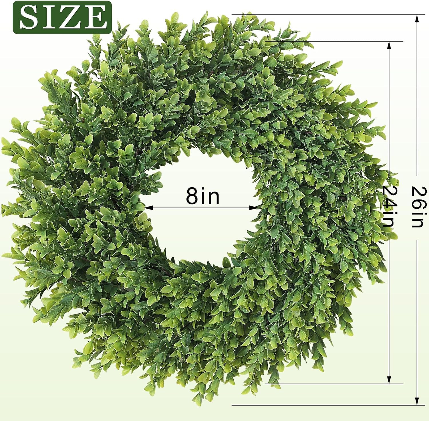 26″ Artificial Boxwood Wreath for Front Door – Large Faux Plant Fake Greenery Ha