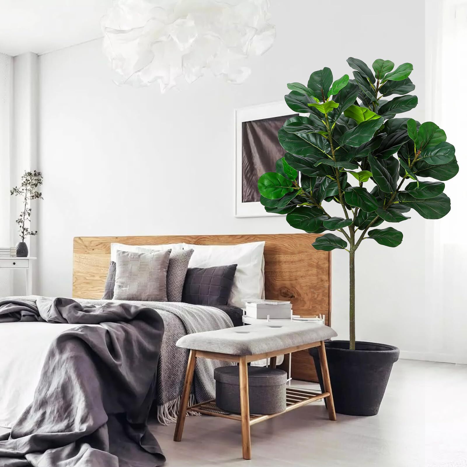 5.2 Ft Artificial Fiddle Leaf Fig Tree Tall Fake Plants Large Floor Plant Gift