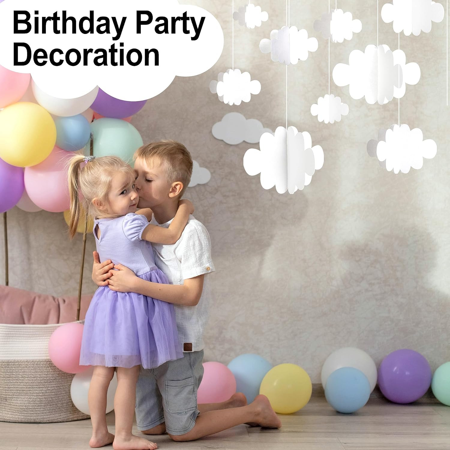 18 PCS 3D Cloud Decoration, Artificial Hanging Clouds for Ceiling, White Felt Or