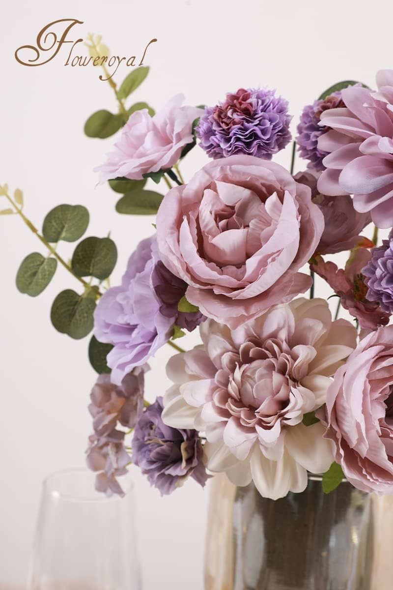 Artificial Flowers Combo Purple Silk Flowers Roses Dahlias Wedding Centerpieces