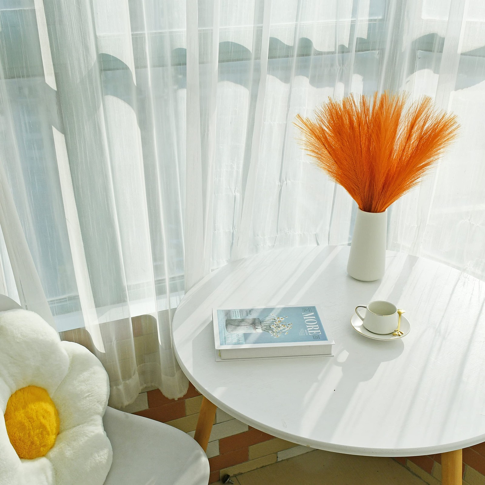 20 Stems Orange Silk Pampas Grass Bouquet
