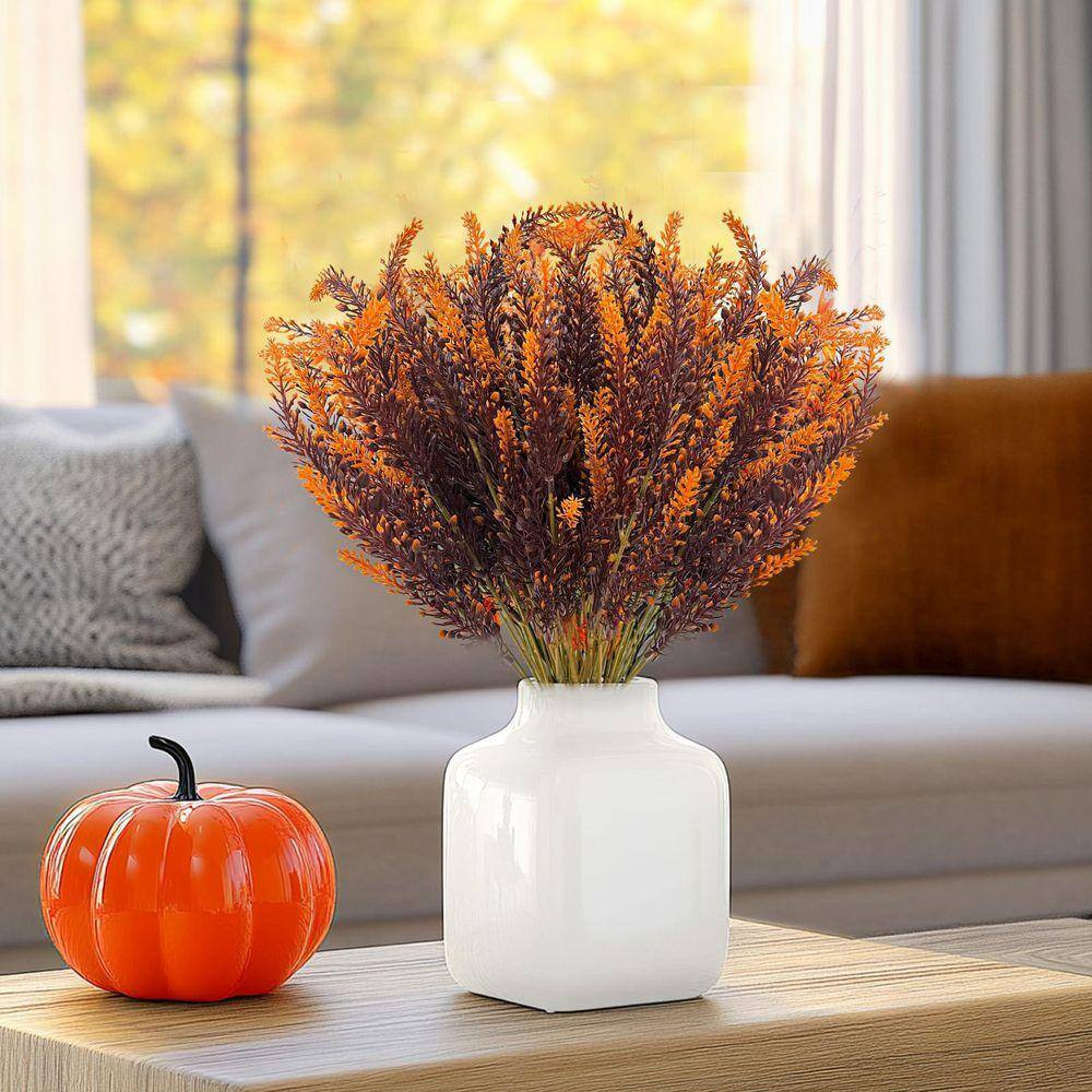 7.50 In. H Lavender Artificial Fall Flowers 10 Bundles UV Resistant Faux Plants