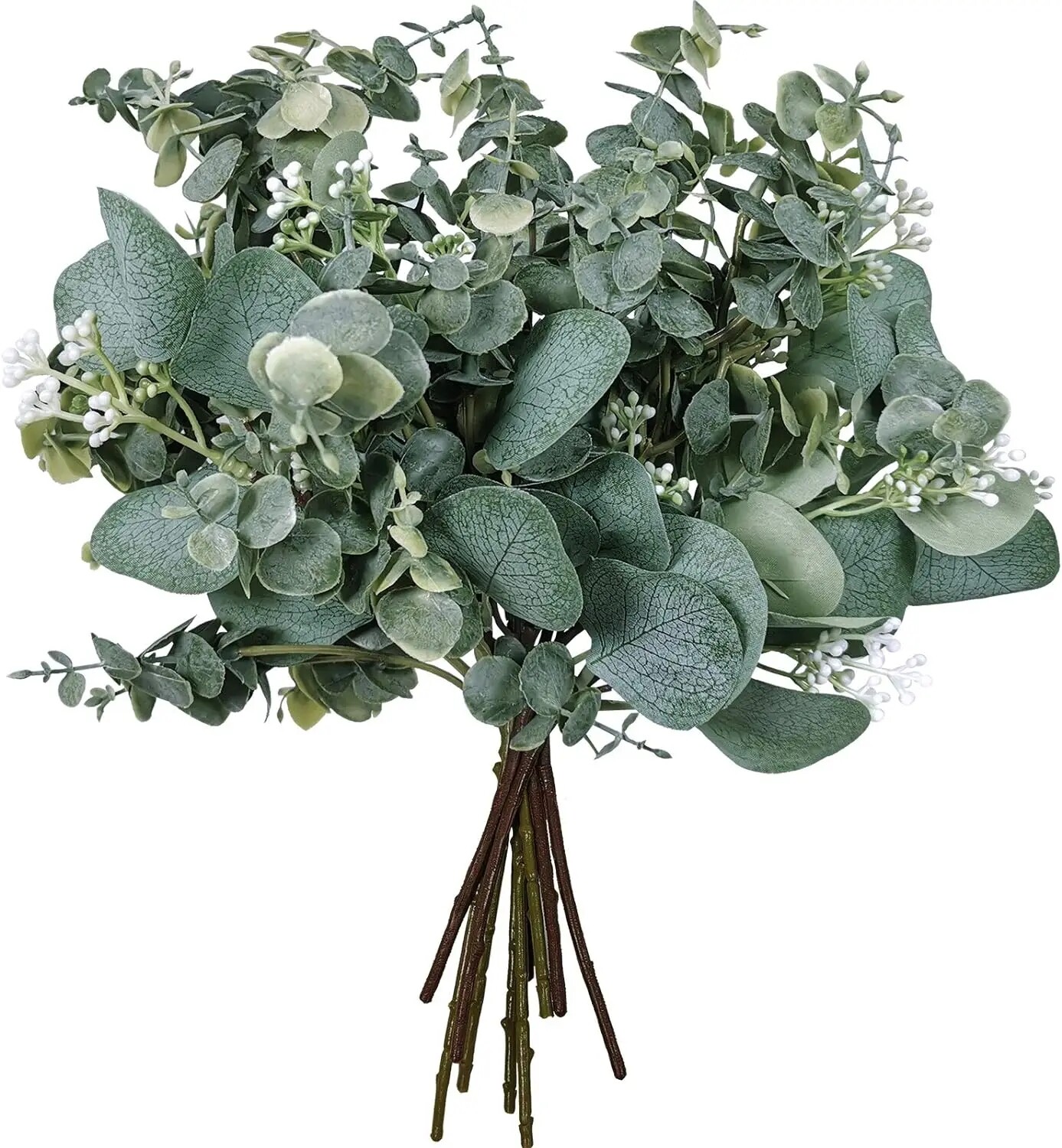 Faux Eucalyptus Leaves Stems, Artificial Greenery for Wedding & Home Decor