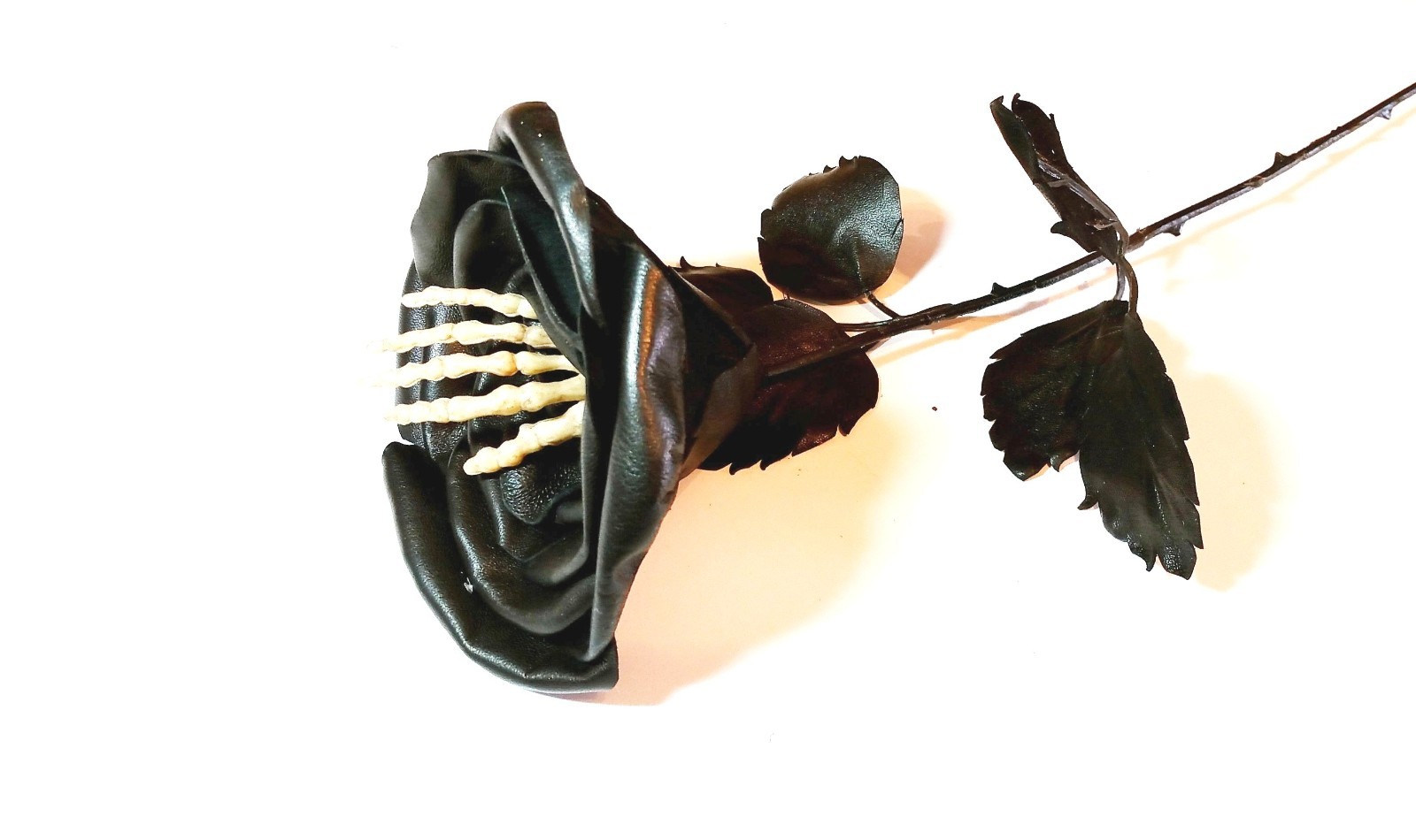 Black Leather flower Rose Gift 3rd 9th Wedding leather Anniversary gift