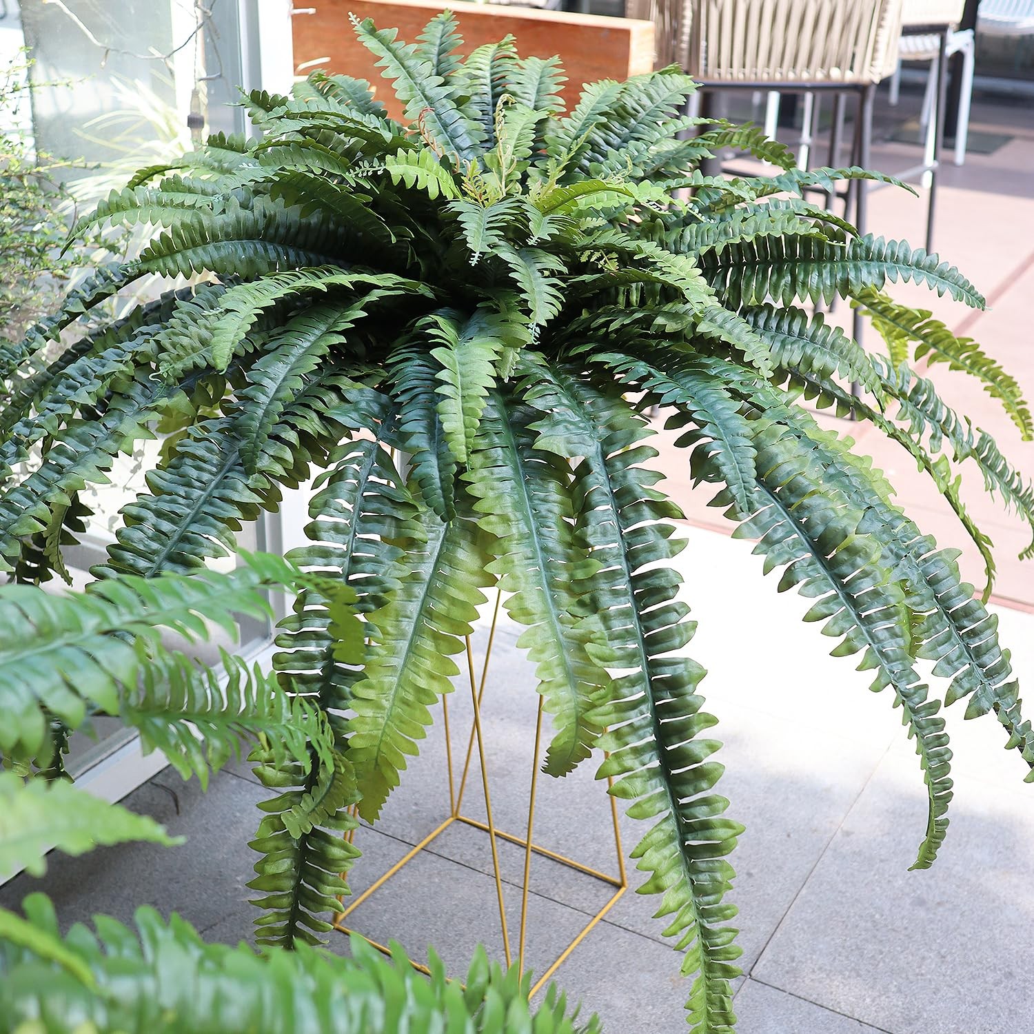 Large Artificial Boston Fern 68″ Fake Ferns Silk Artificial Plants for Outdoo…