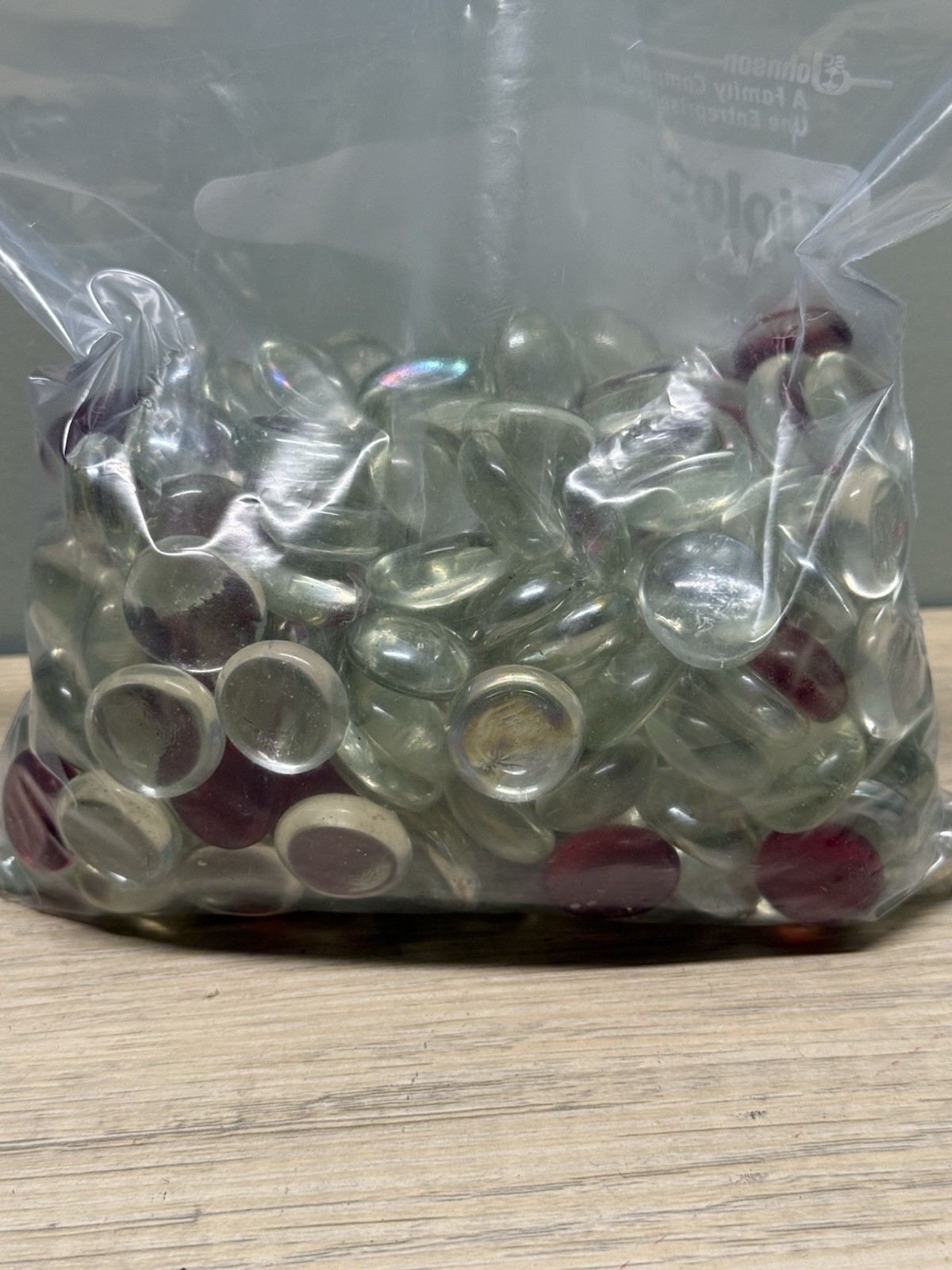 2 Lb Flat Glass Marbles for Vase Filler Etc Iridescent, Clear, and Red