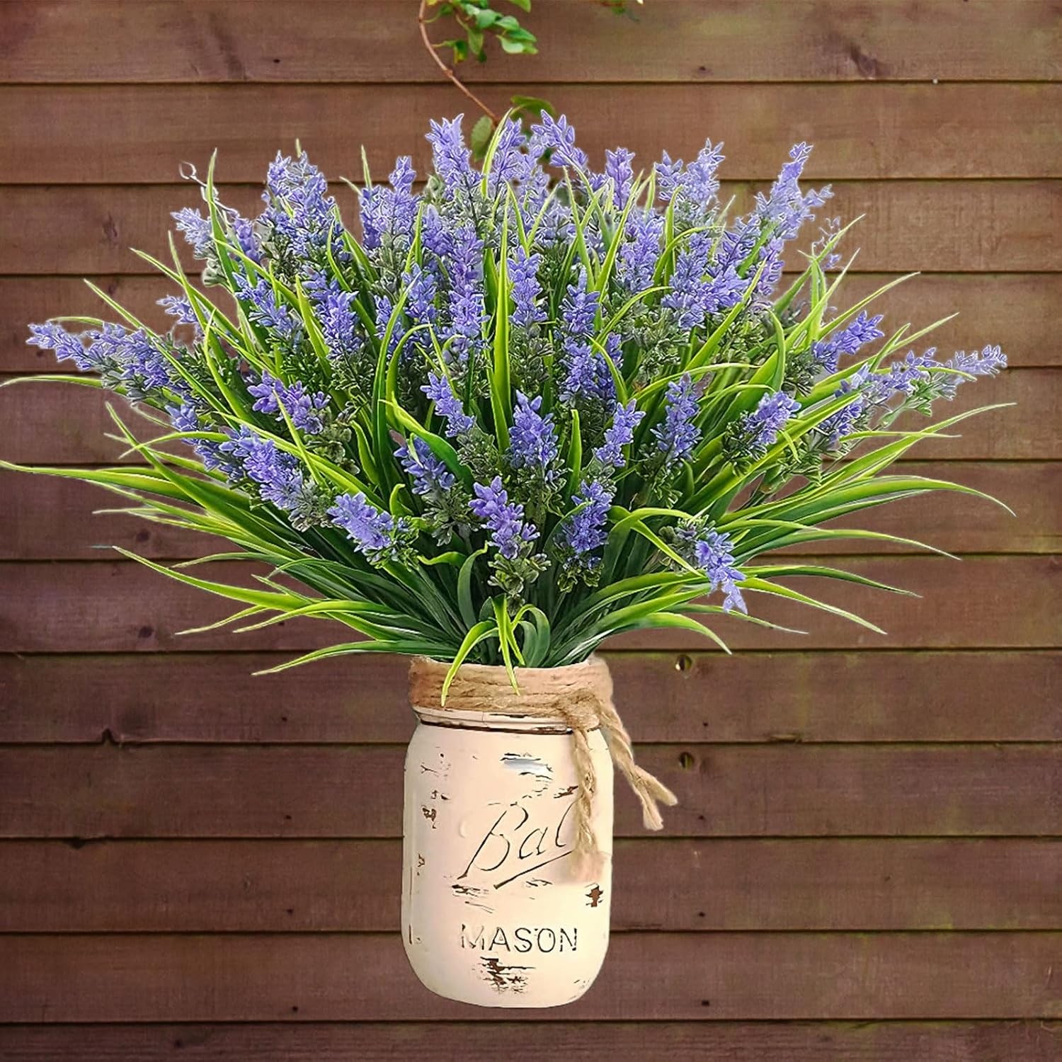 12 Bundles UV Faux Monkey Grass with Flowers, Outdoor Planter Decor US