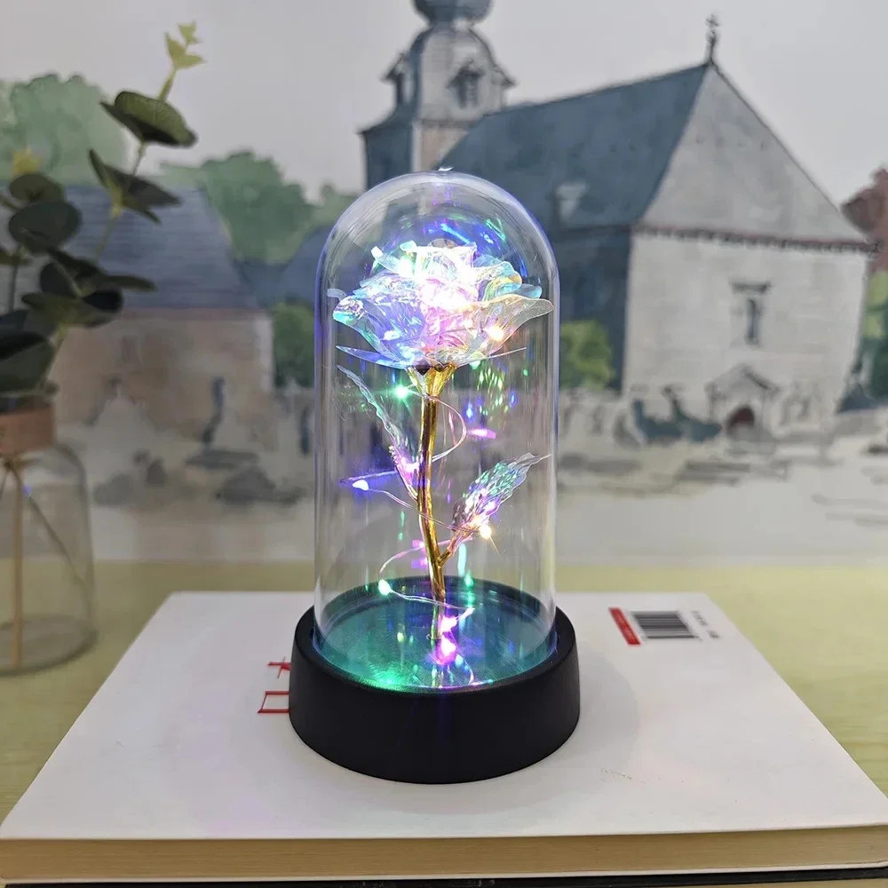 LED Eternal Rose Flower Foil Rose with LED Light Valentines Day Wedding Gift